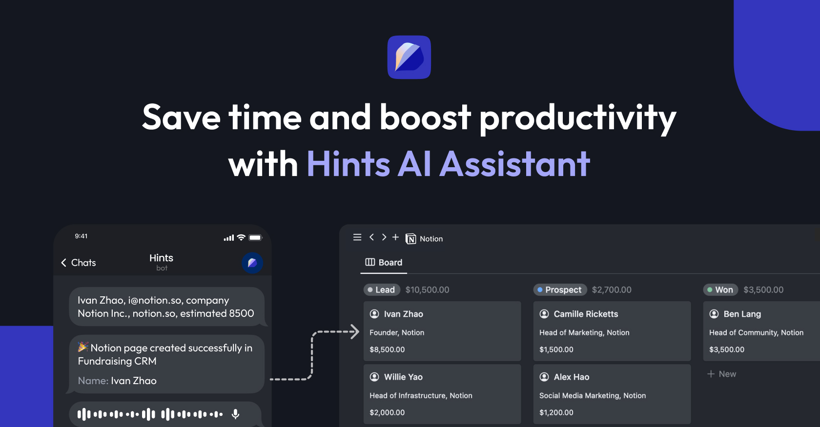 Hints - Screenshot showing the interface and features of this AI tool