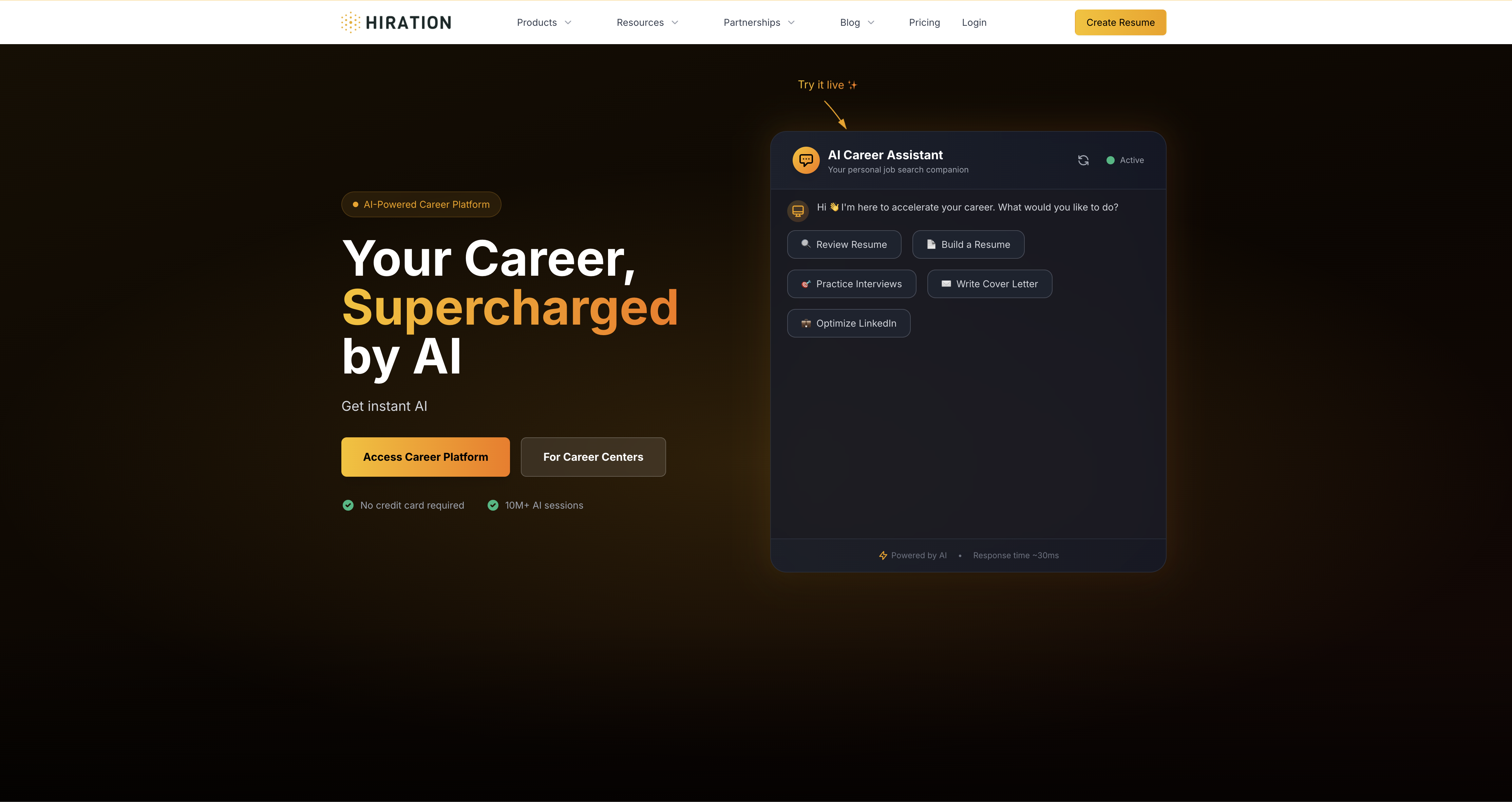 Hiration - Screenshot showing the interface and features of this AI tool