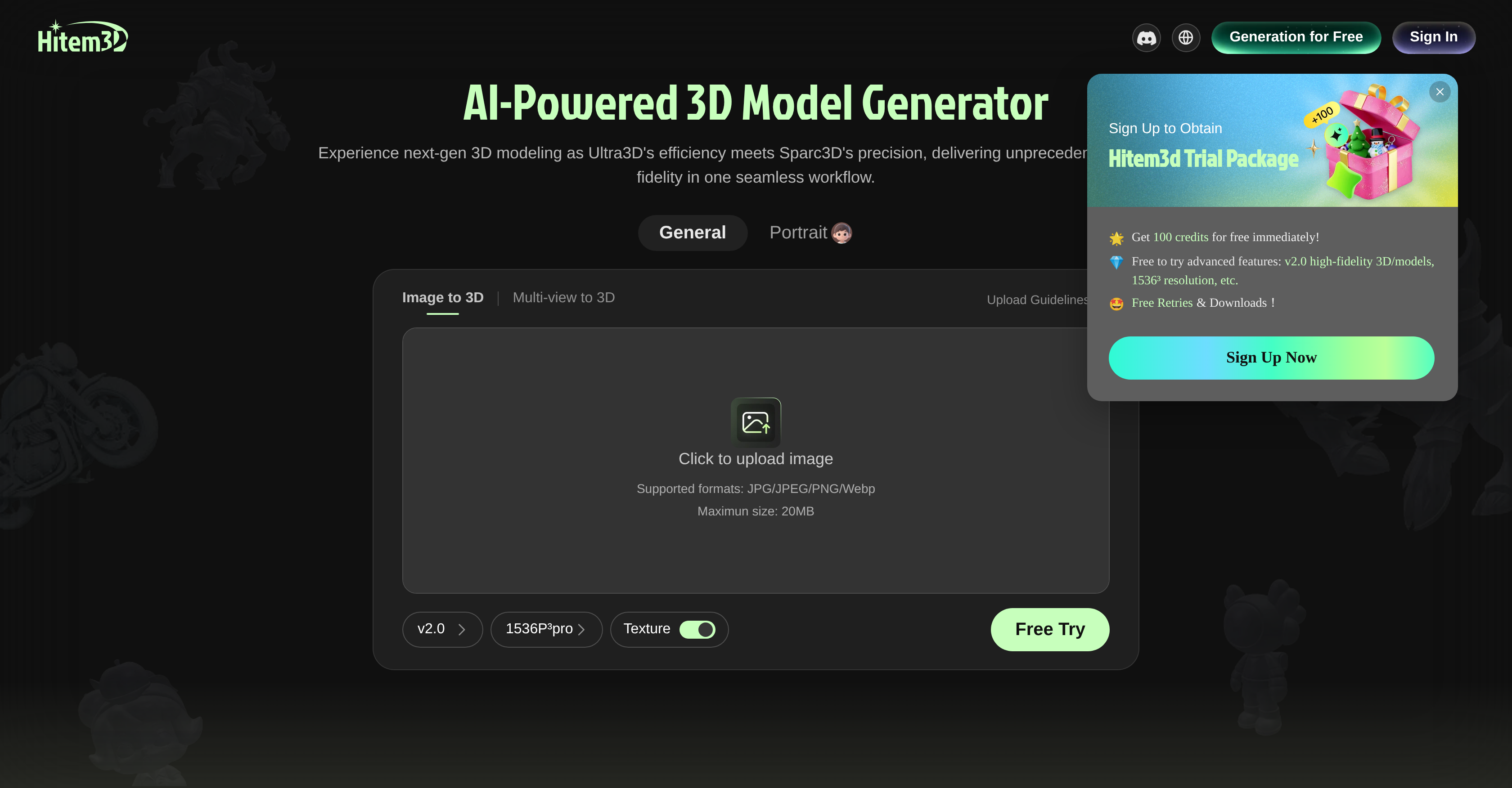 Hitem3D - Screenshot showing the interface and features of this AI tool