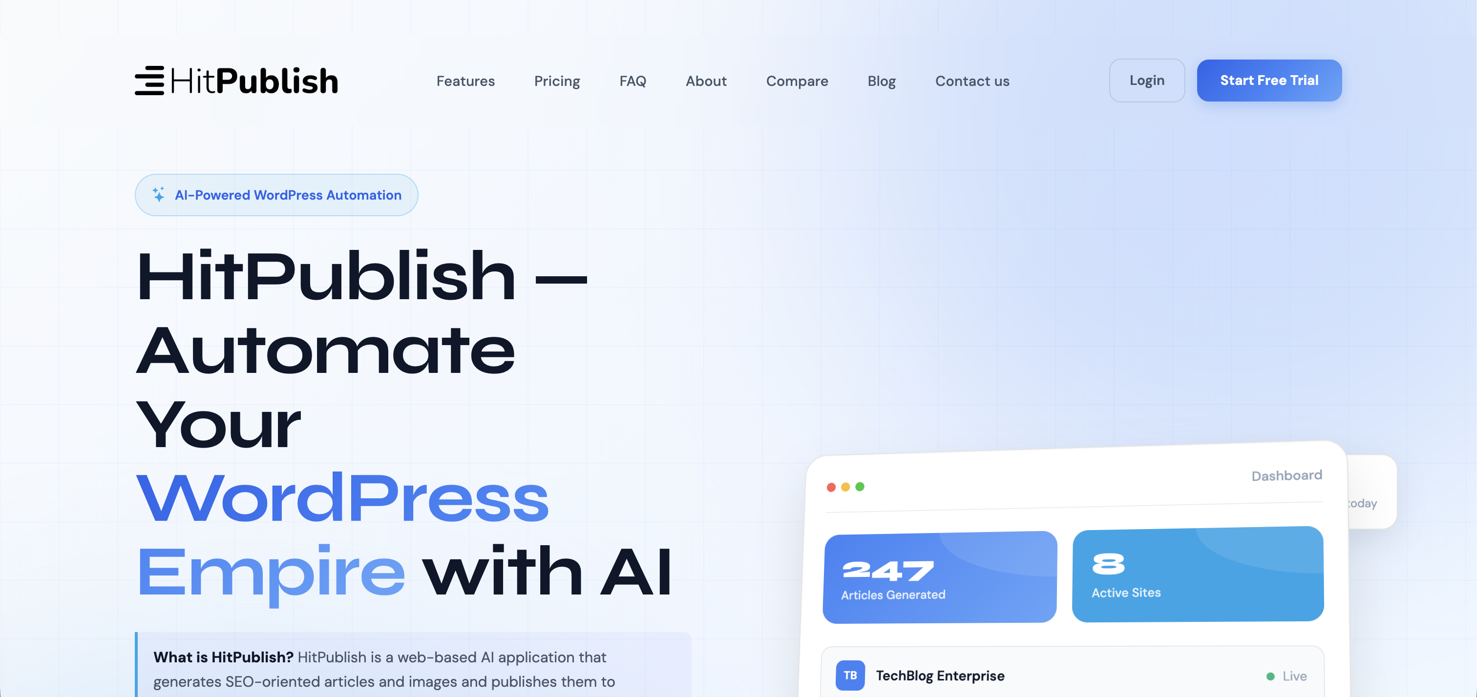 HitPublish - Screenshot showing the interface and features of this AI tool