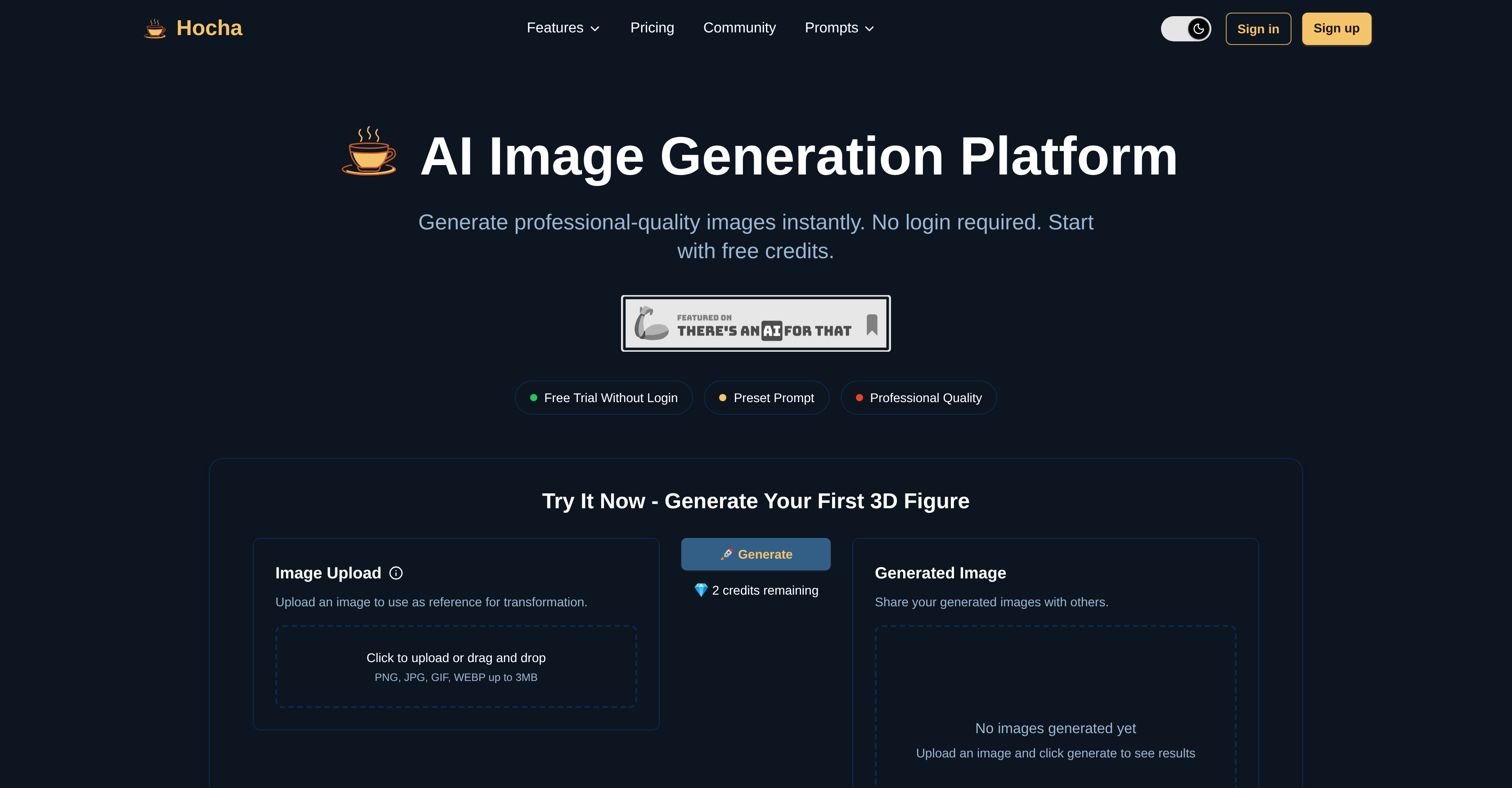 Hocha AI - Screenshot showing the interface and features of this AI tool