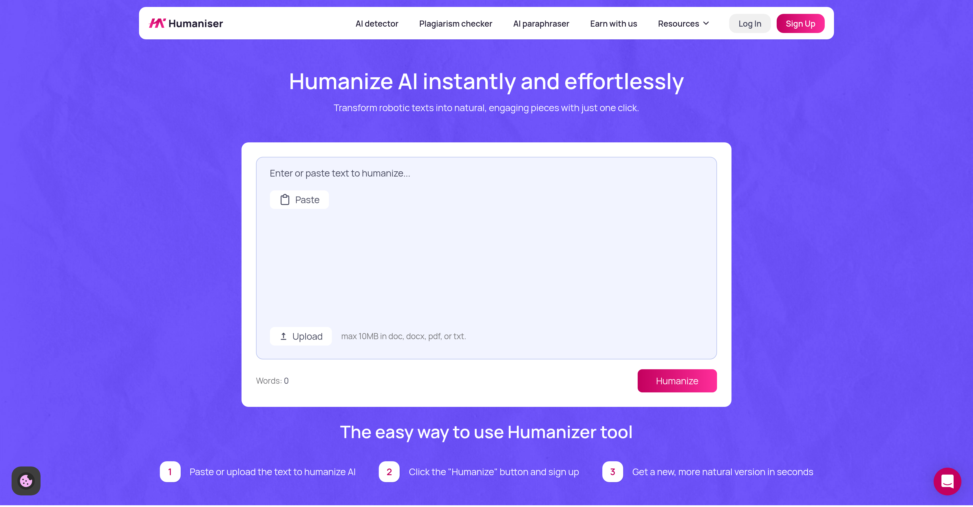 Humaniser.ai - Screenshot showing the interface and features of this AI tool