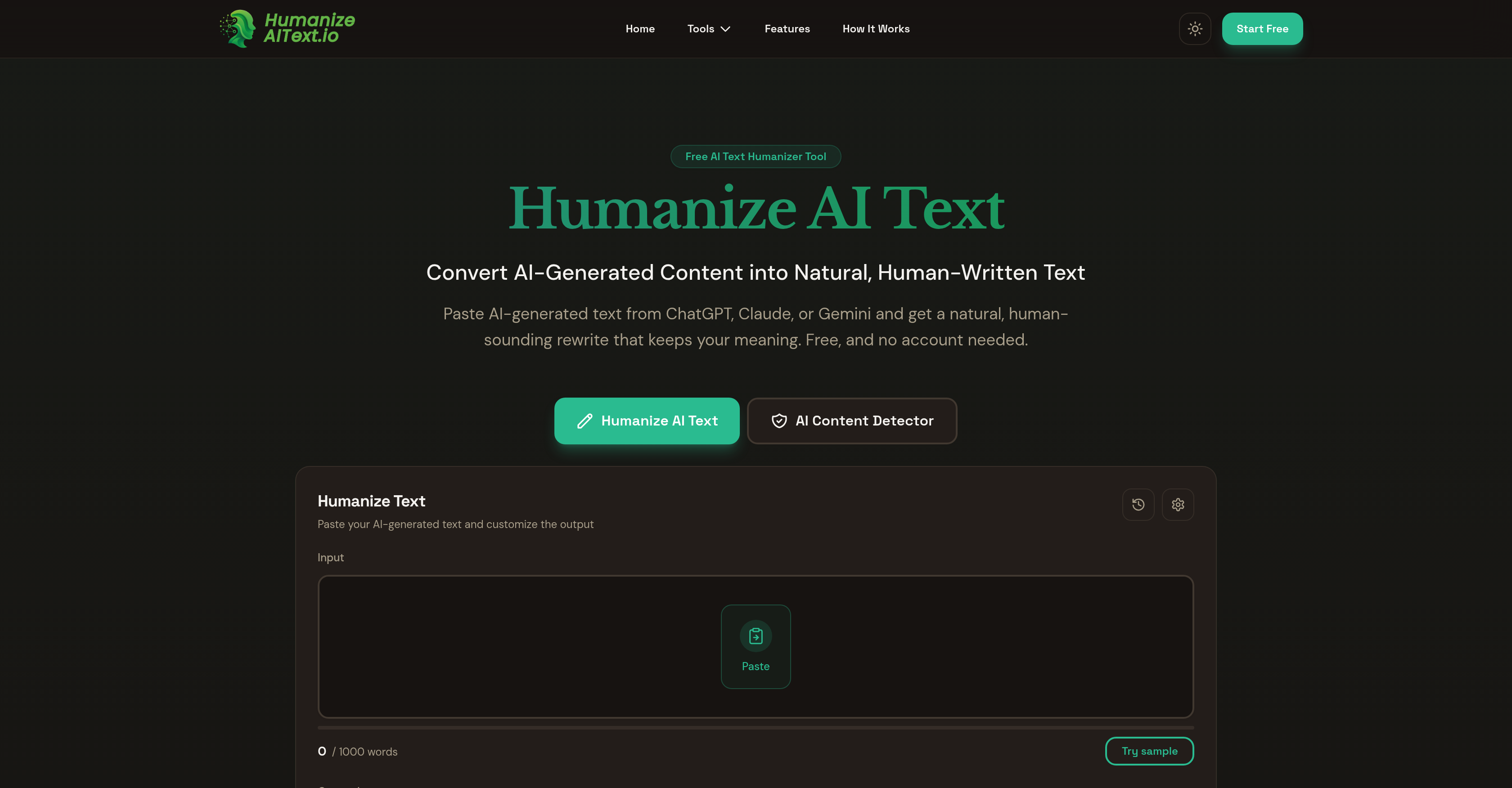 Humanize AI Text.io - Screenshot showing the interface and features of this AI tool