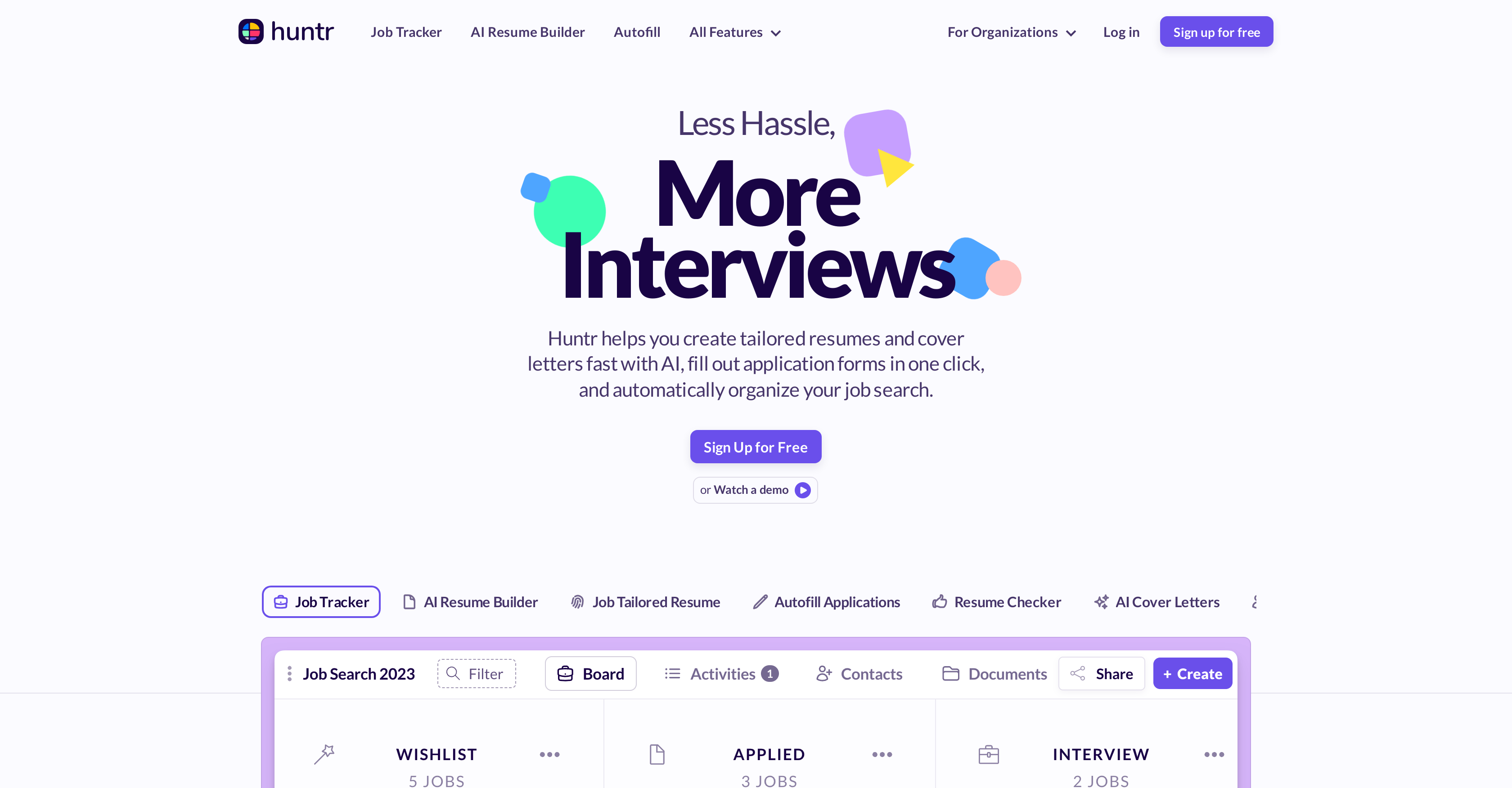 Huntr - Screenshot showing the interface and features of this AI tool
