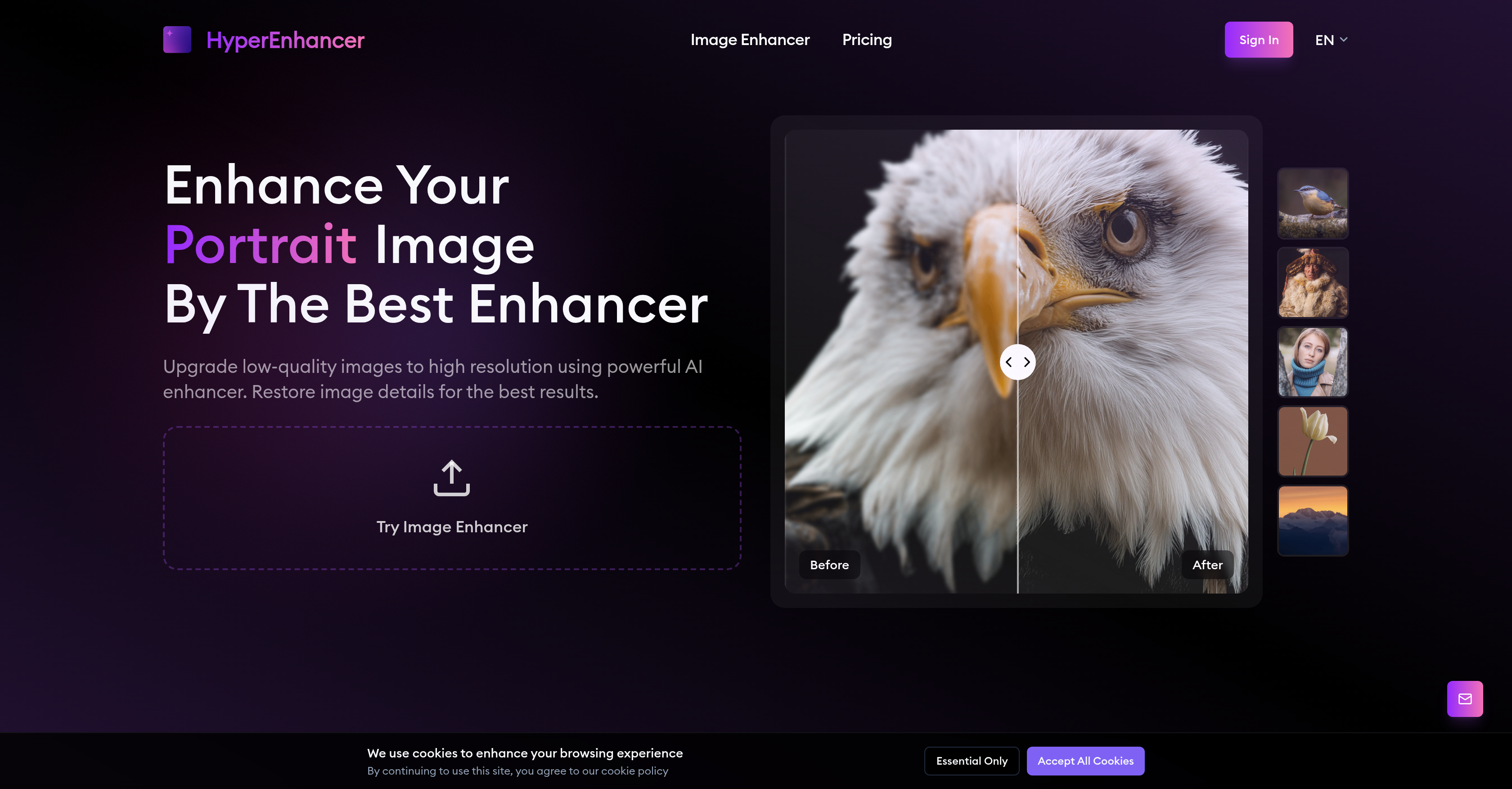 HyperEnhancer: AI Image Enhancer - Screenshot showing the interface and features of this AI tool