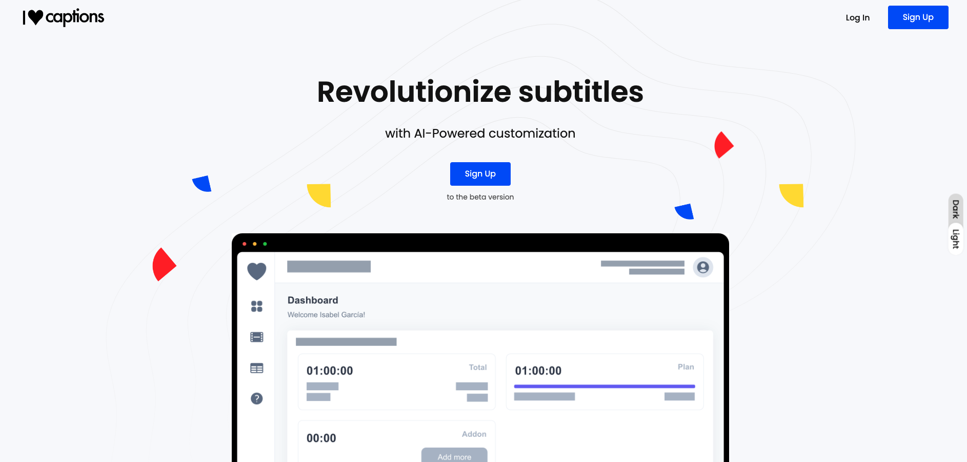 I  Love Captions - Screenshot showing the interface and features of this AI tool