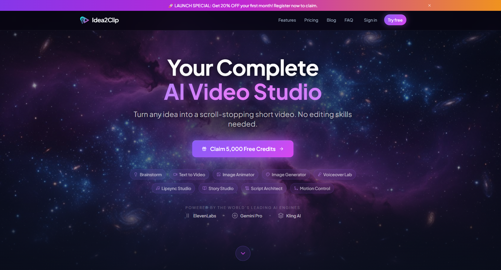 Idea2Clip - Screenshot showing the interface and features of this AI tool