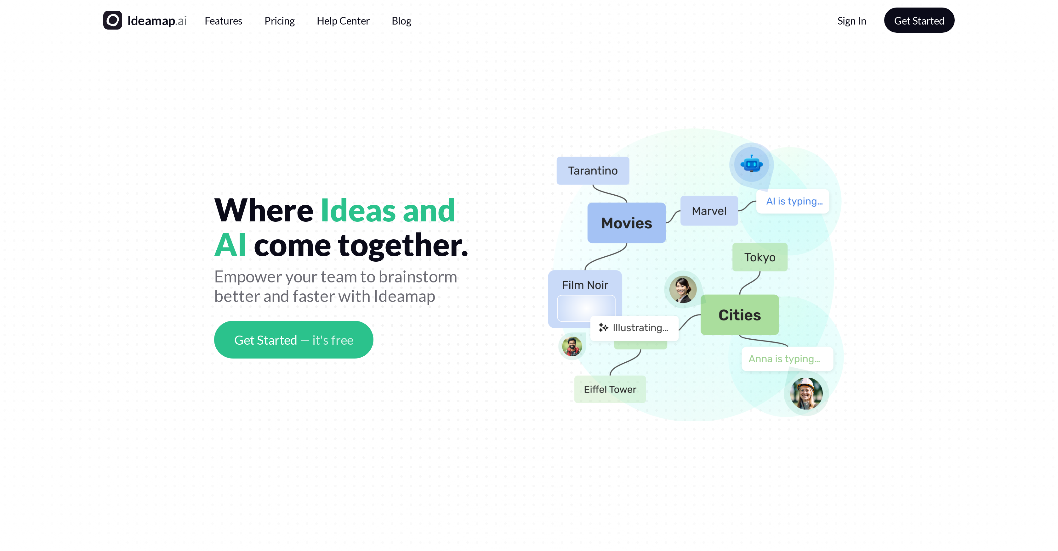 Ideamap - Brainstorm and Mindmap AI - Screenshot showing the interface and features of this AI tool
