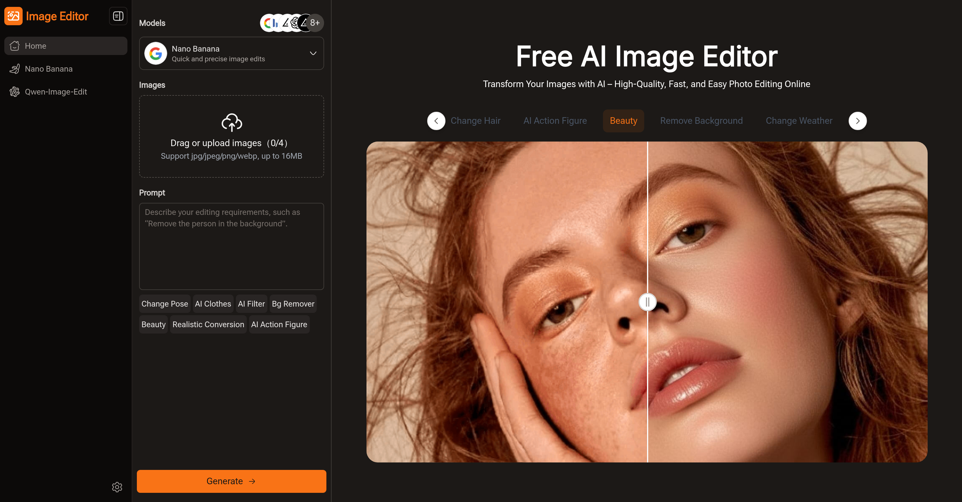 Image Editor Online - Screenshot showing the interface and features of this AI tool