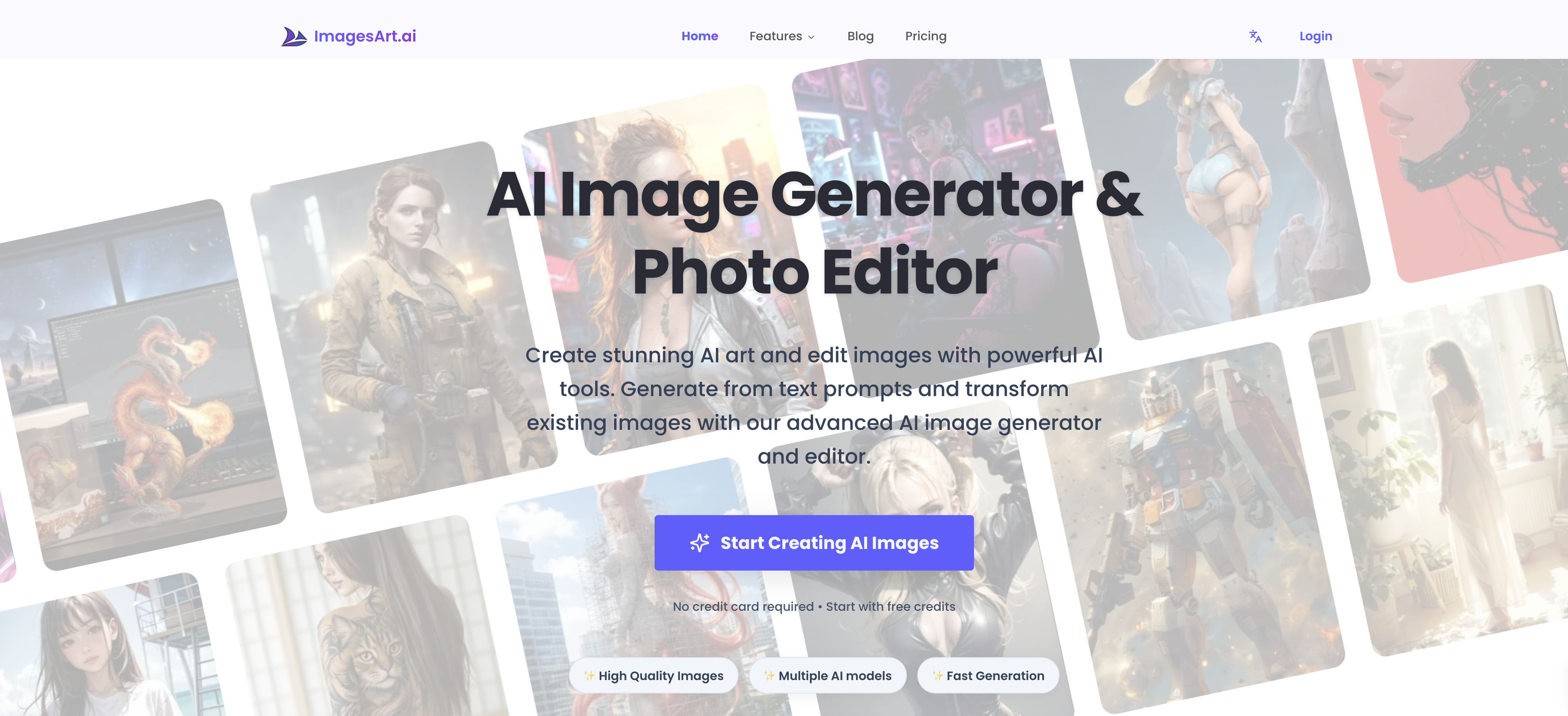 ImagesArt.ai - Screenshot showing the interface and features of this AI tool