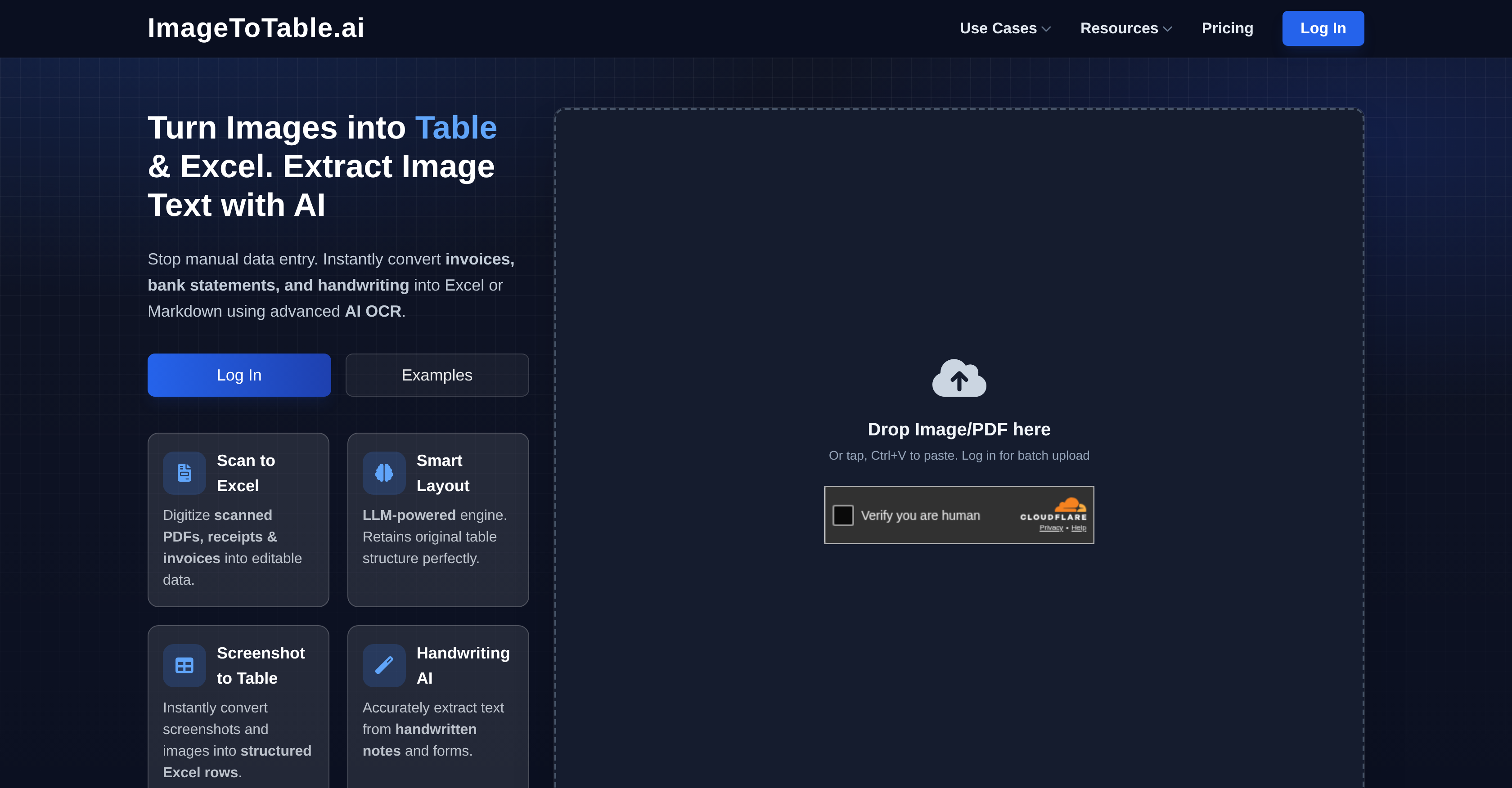 ImageToTable.ai - Screenshot showing the interface and features of this AI tool