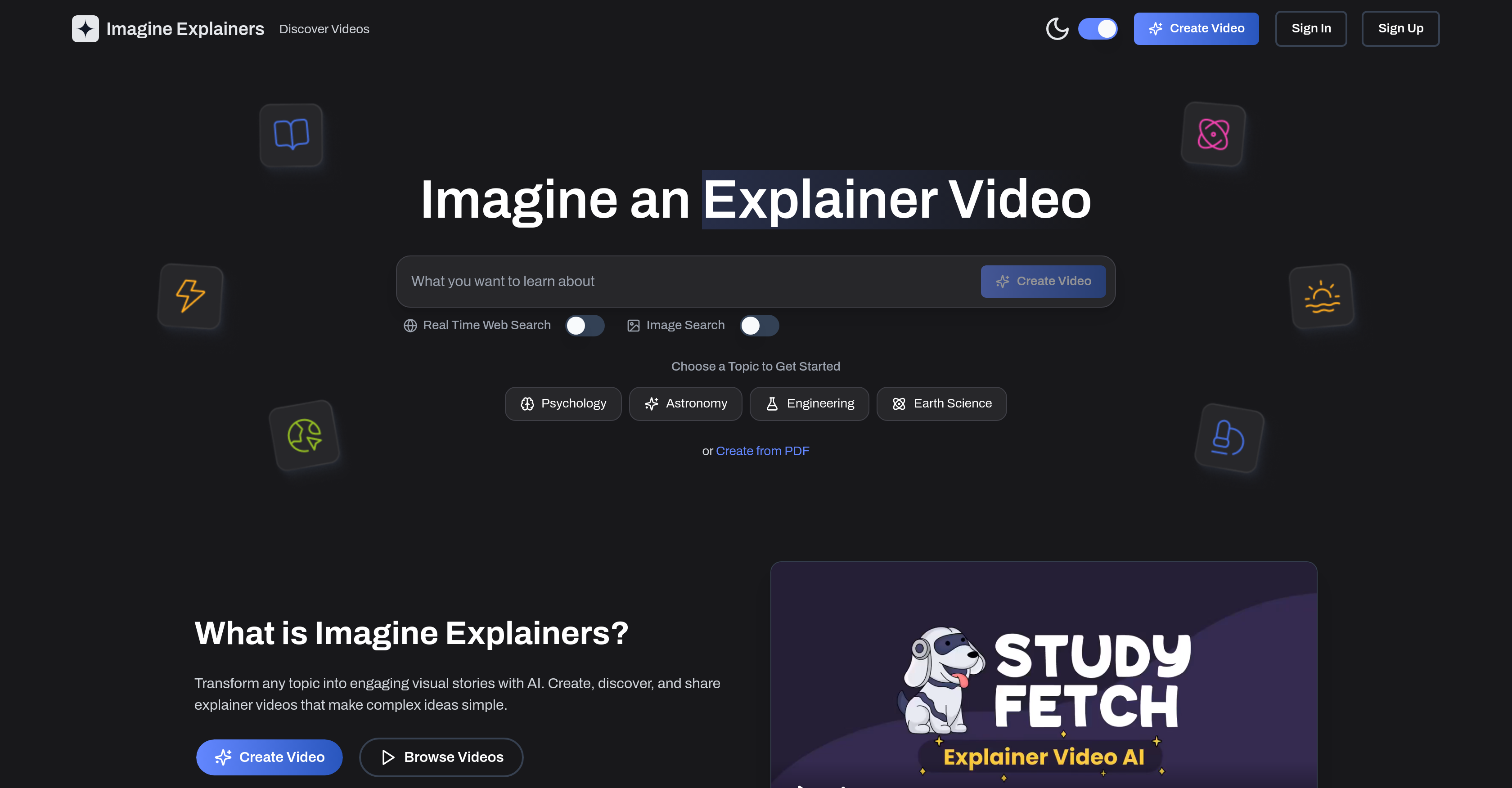 Imagine Explainersv2 - Screenshot showing the interface and features of this AI tool