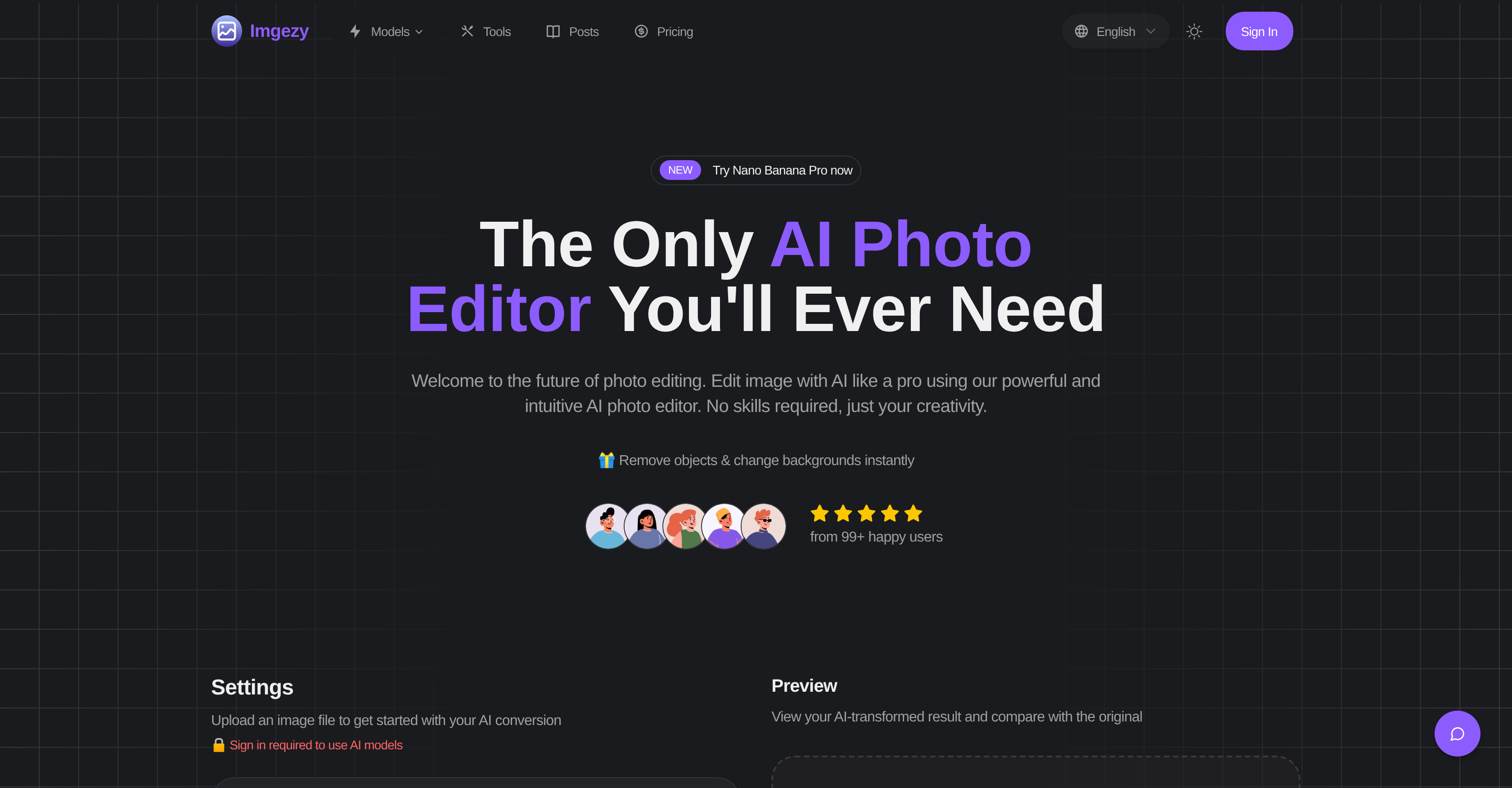 Imgezy | AI Photo Editor - Screenshot showing the interface and features of this AI tool