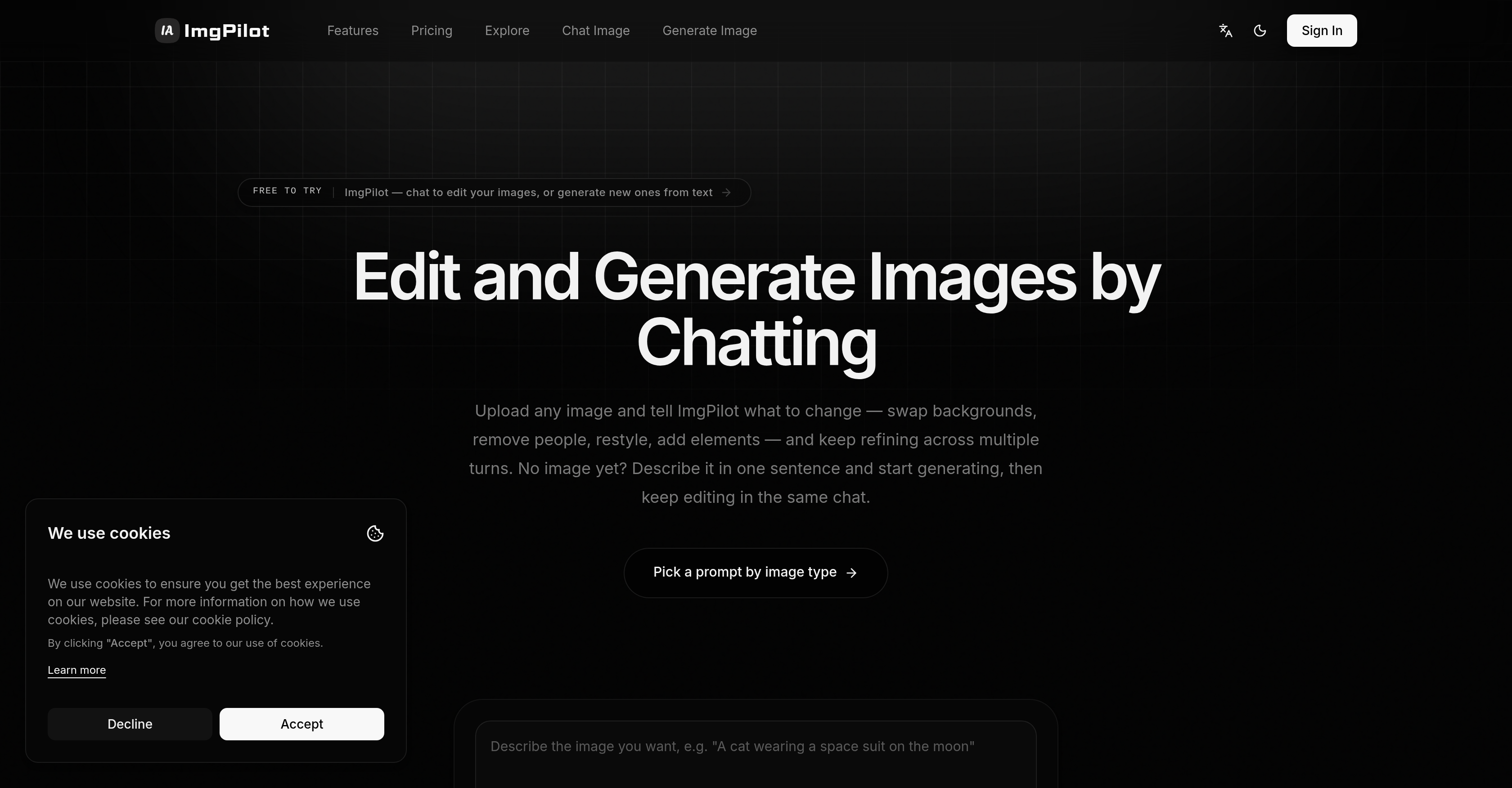 ImgPilot - Screenshot showing the interface and features of this AI tool