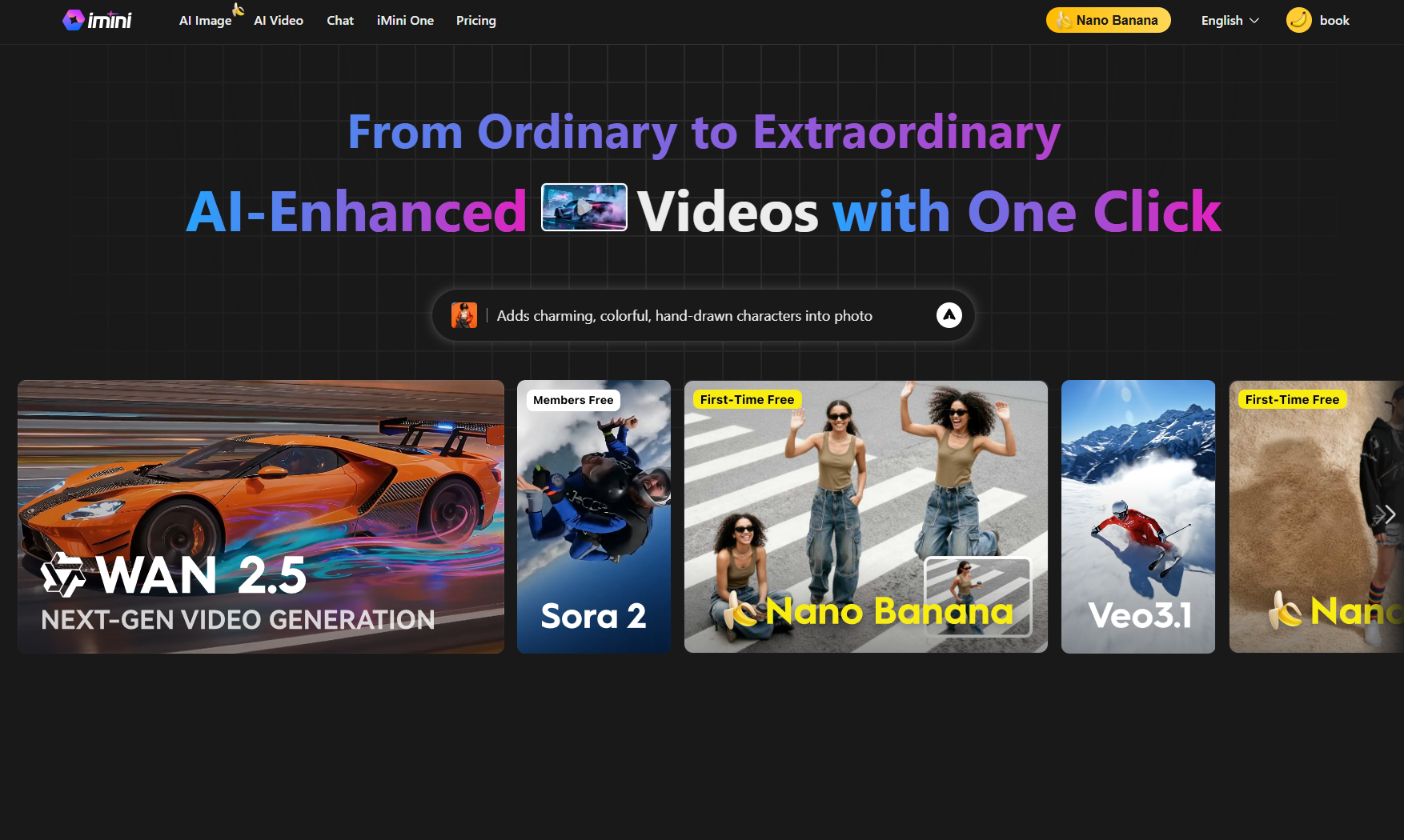 imini AI - Screenshot showing the interface and features of this AI tool