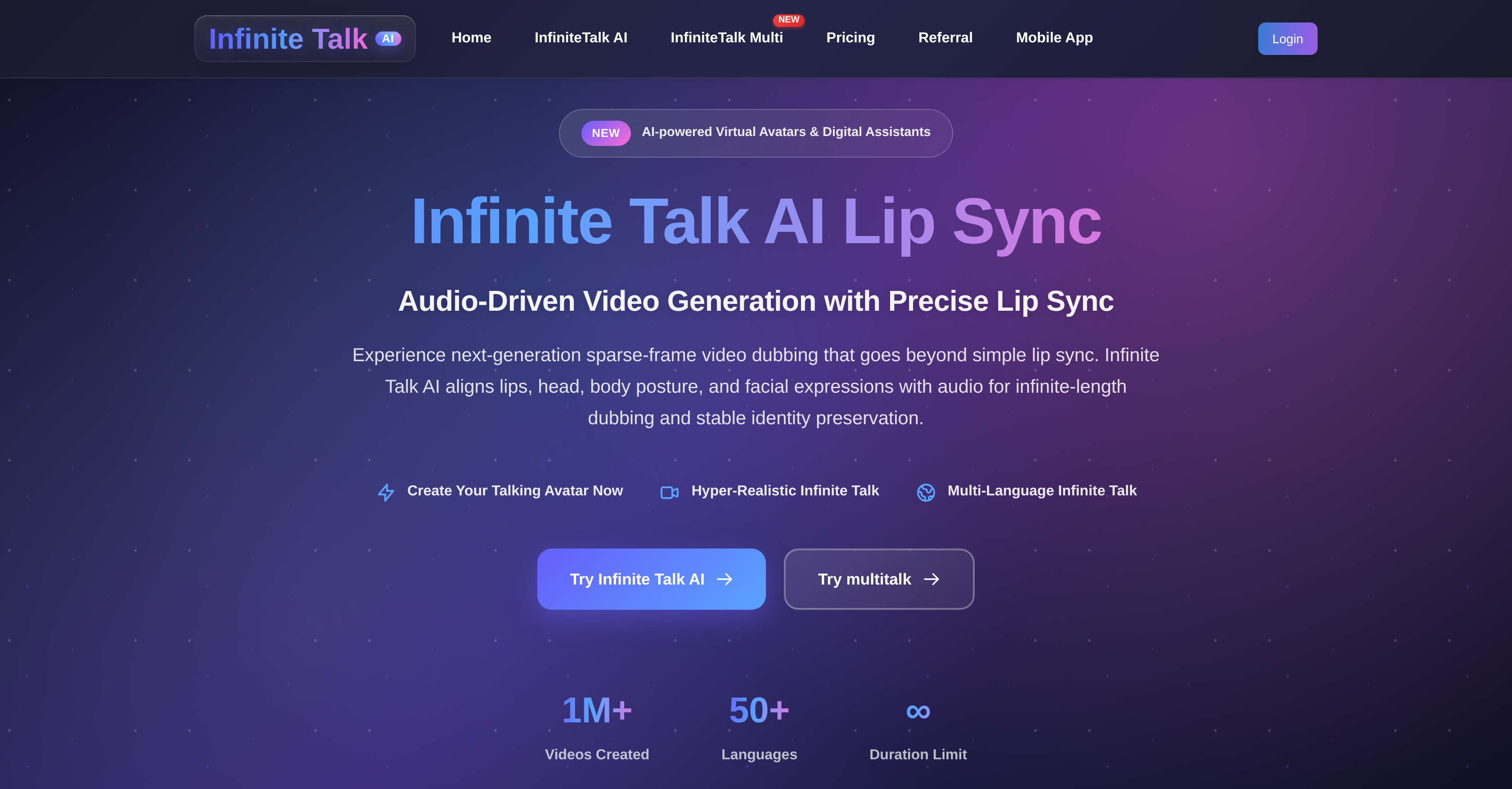 Infinite Talk AI - Screenshot showing the interface and features of this AI tool