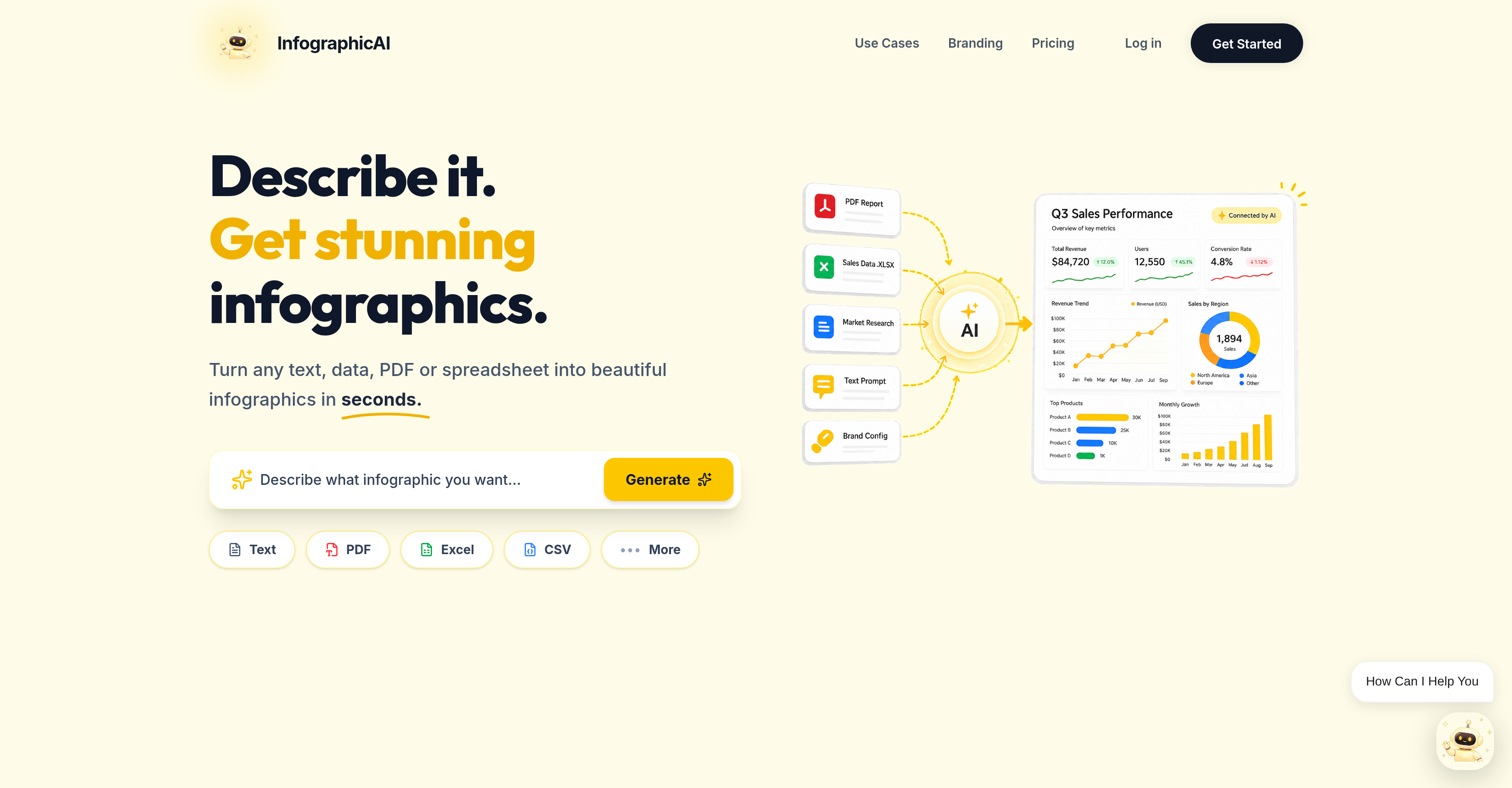 InfographicAI - Screenshot showing the interface and features of this AI tool