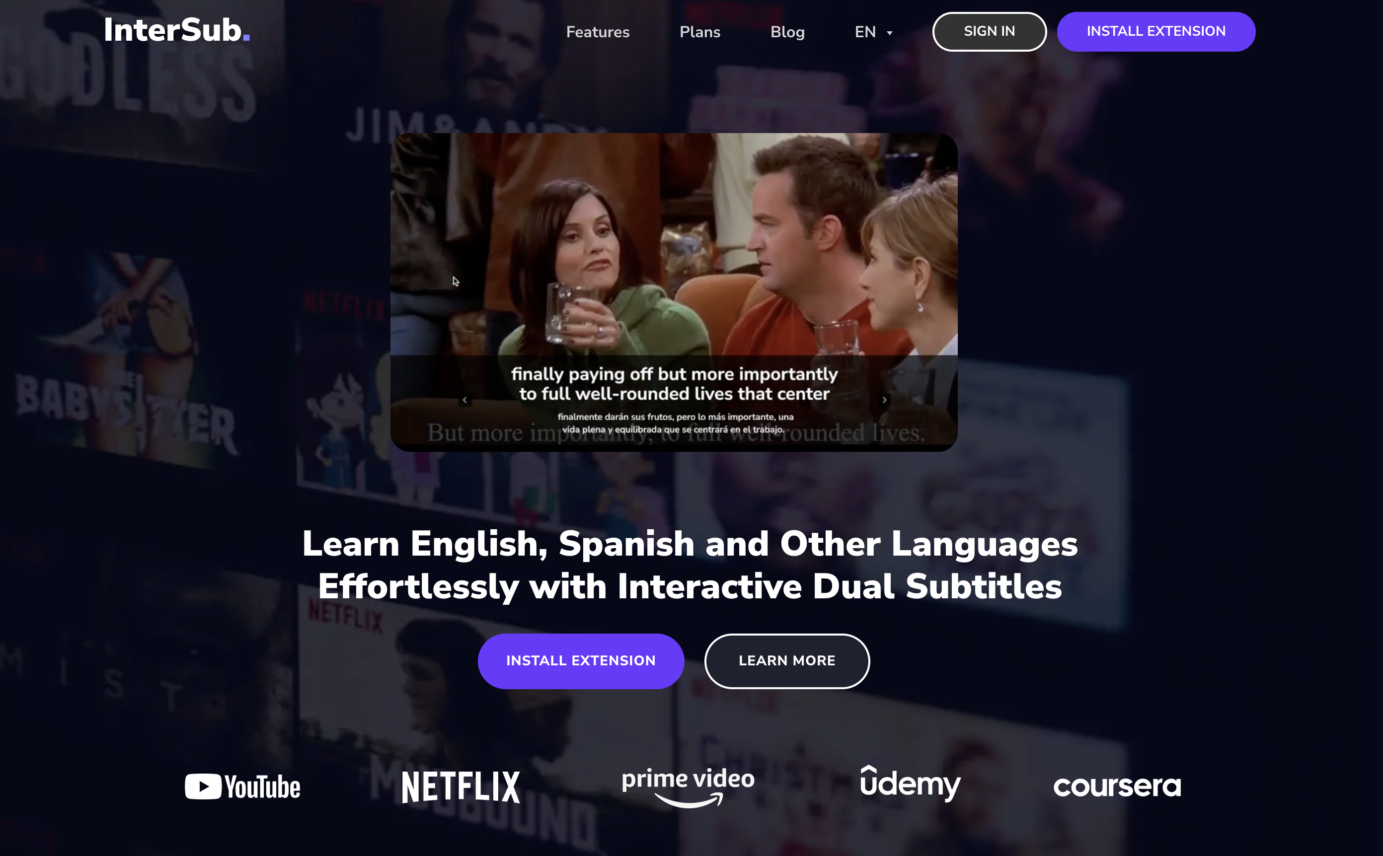 InterSub - Screenshot showing the interface and features of this AI tool