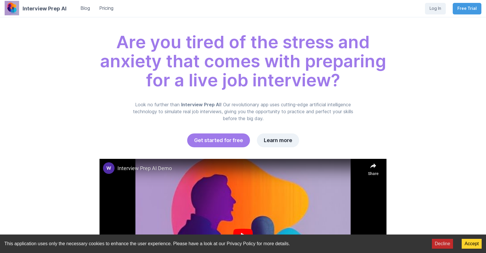 Interview Prep AI - Screenshot showing the interface and features of this AI tool