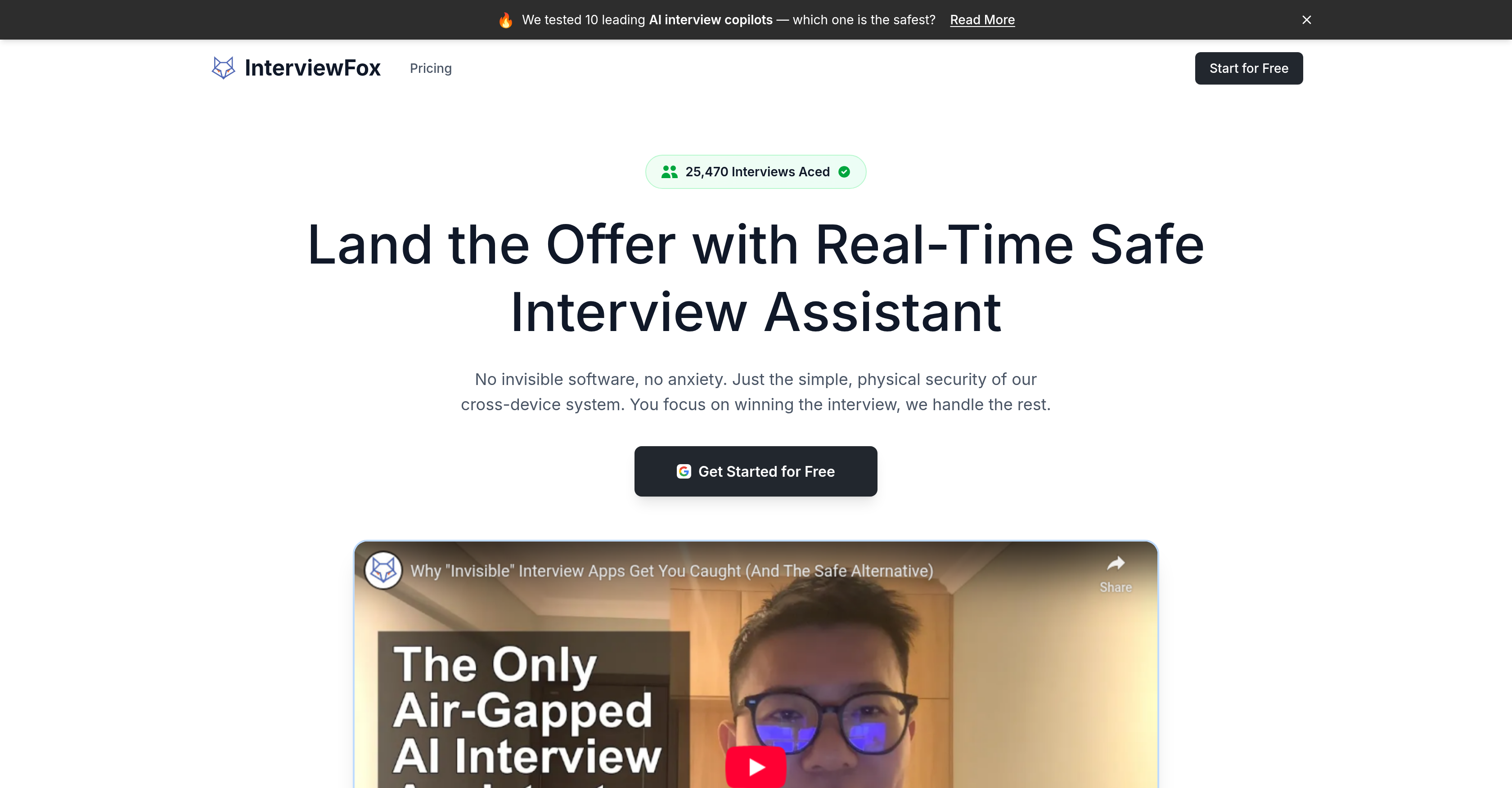 InterviewFox - Screenshot showing the interface and features of this AI tool