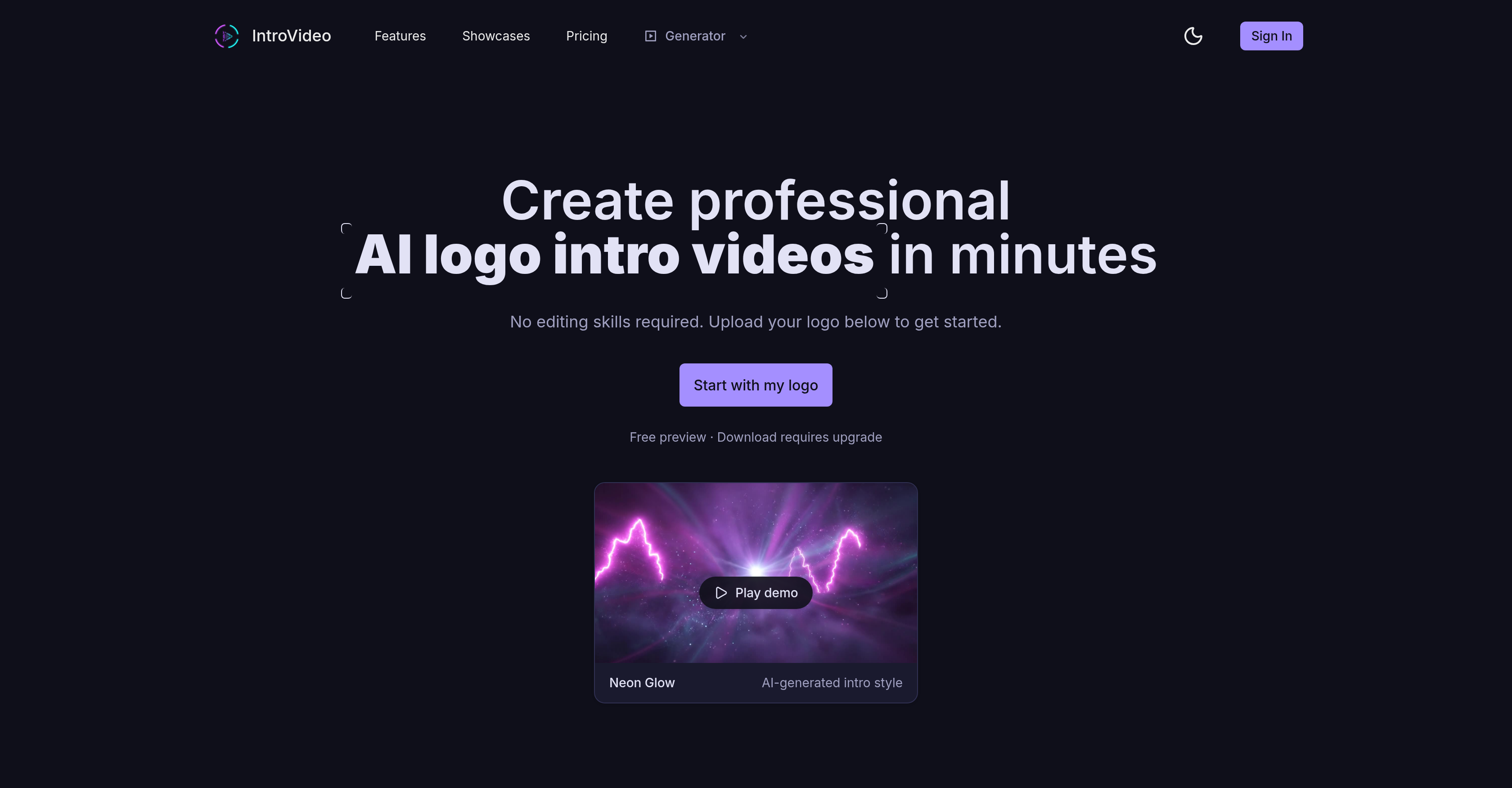 IntroVideo - Logo Animation - Screenshot showing the interface and features of this AI tool