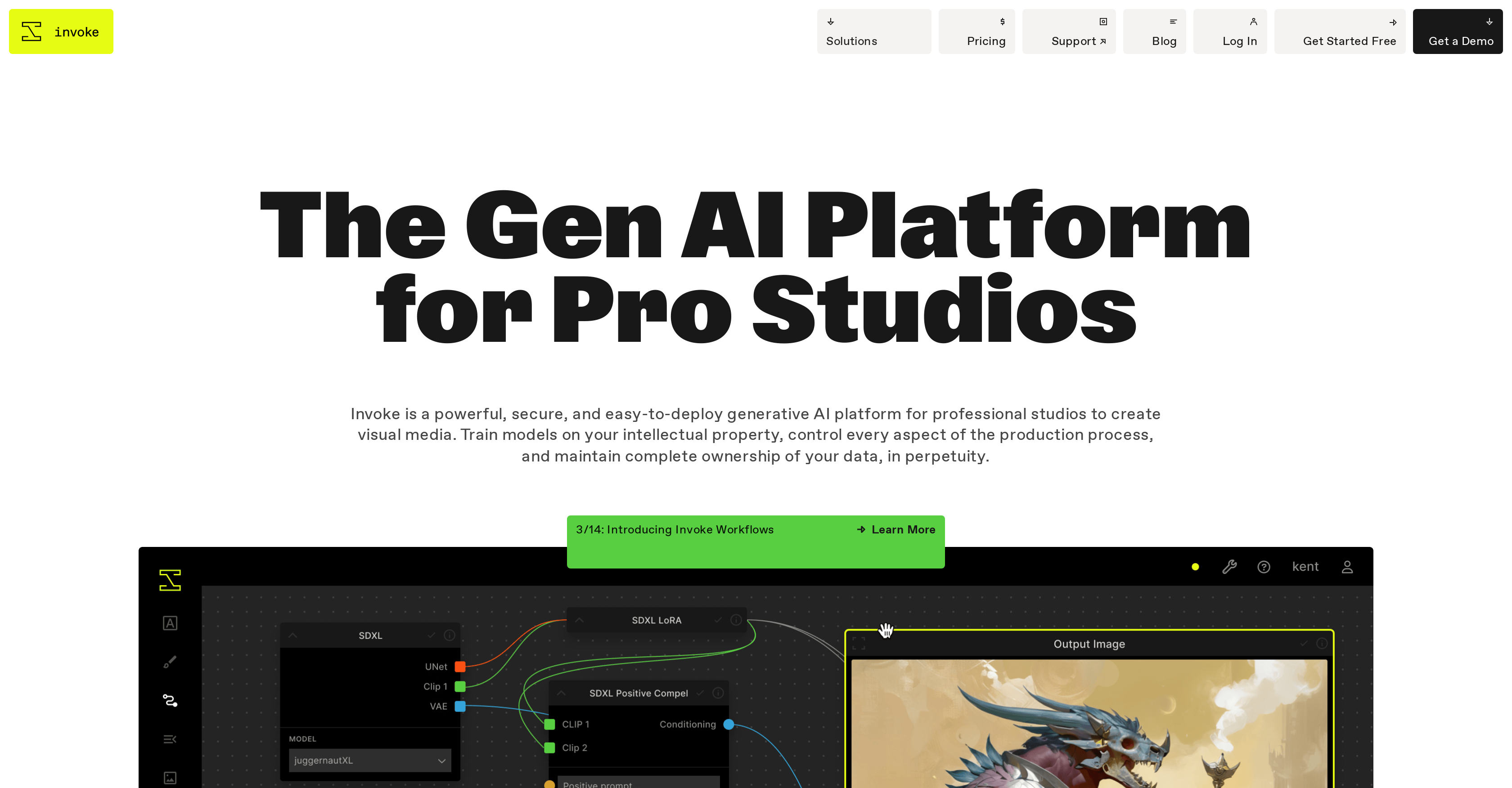 Invoke - Screenshot showing the interface and features of this AI tool