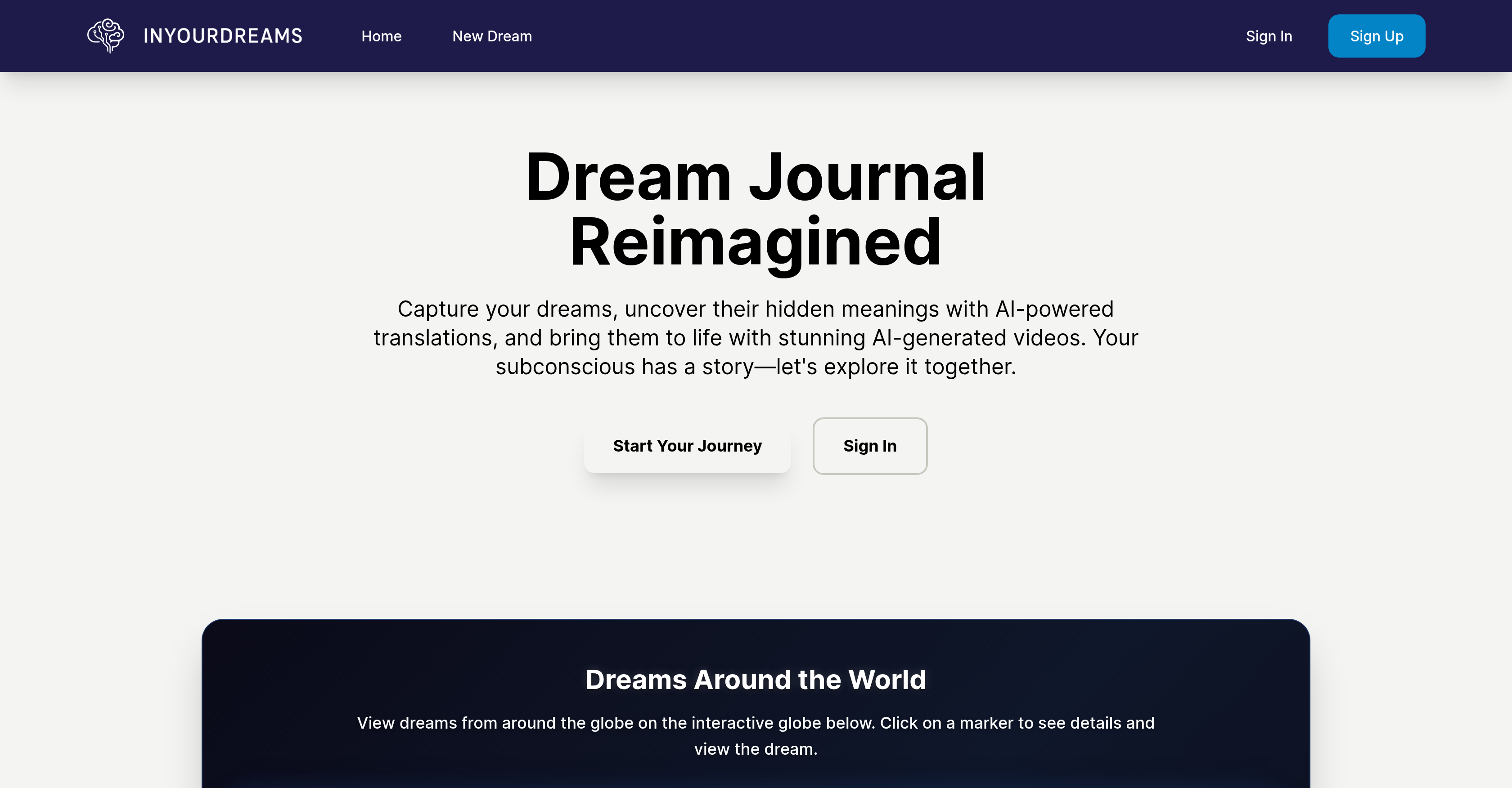 InYourDreams - Screenshot showing the interface and features of this AI tool