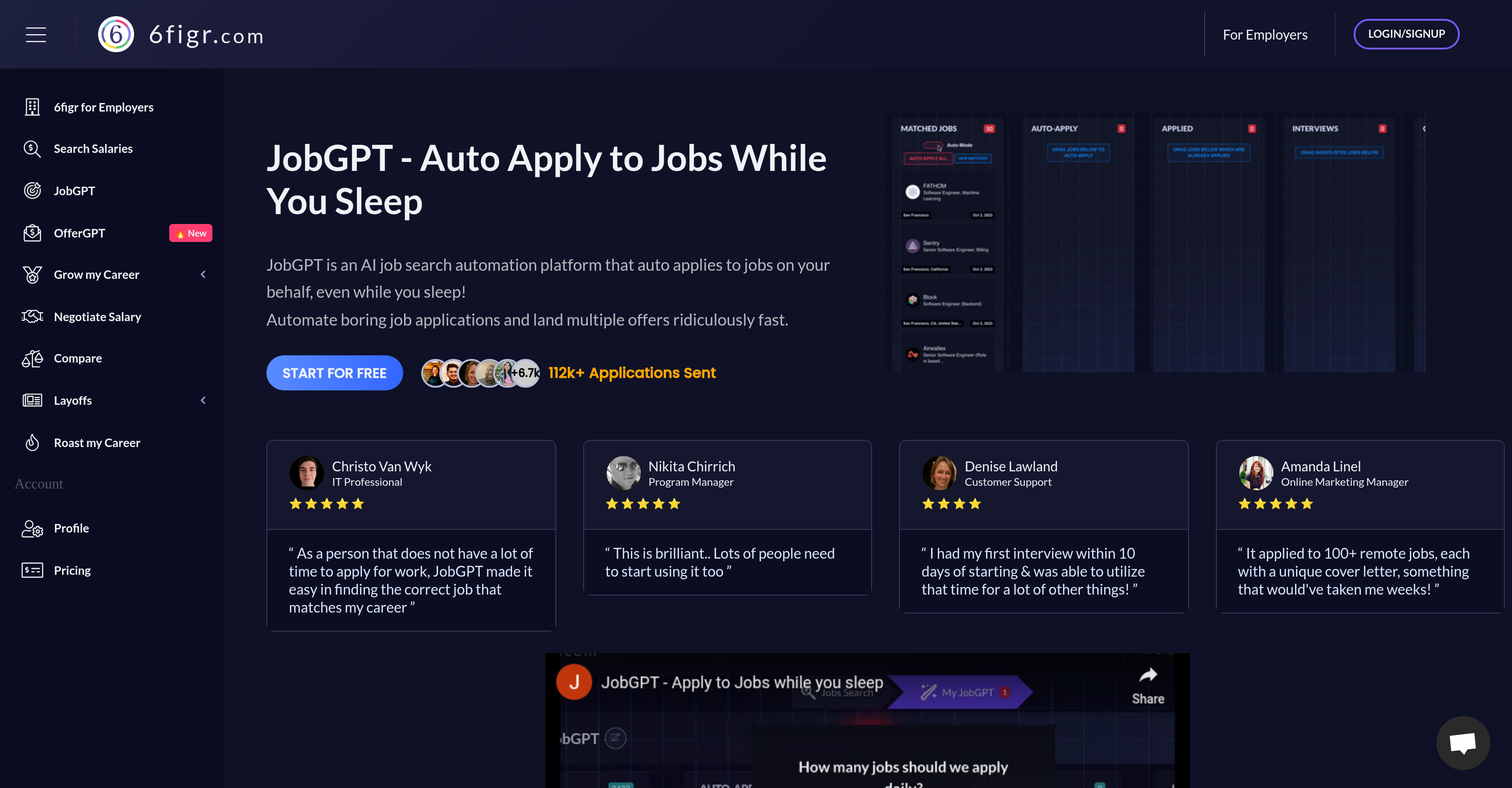 JobGPT - Screenshot showing the interface and features of this AI tool