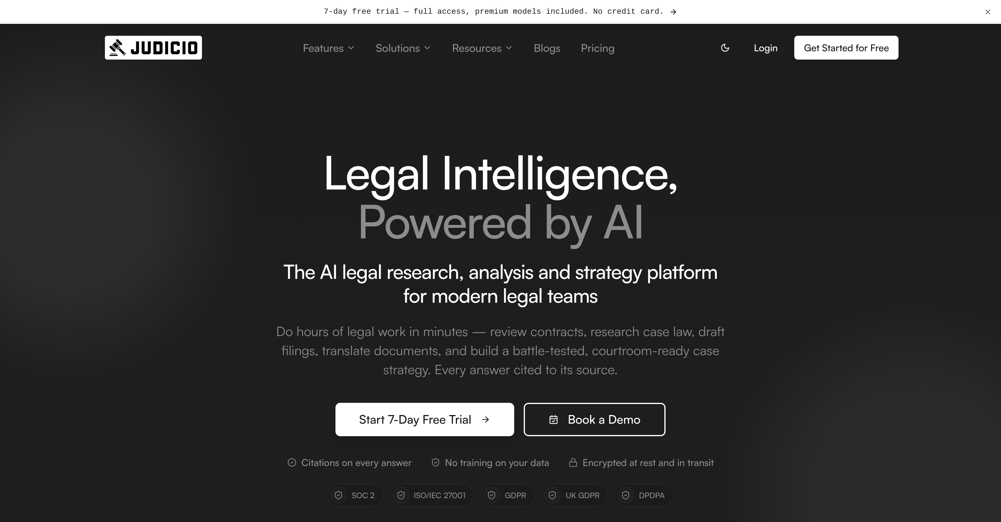 Judicio - Screenshot showing the interface and features of this AI tool