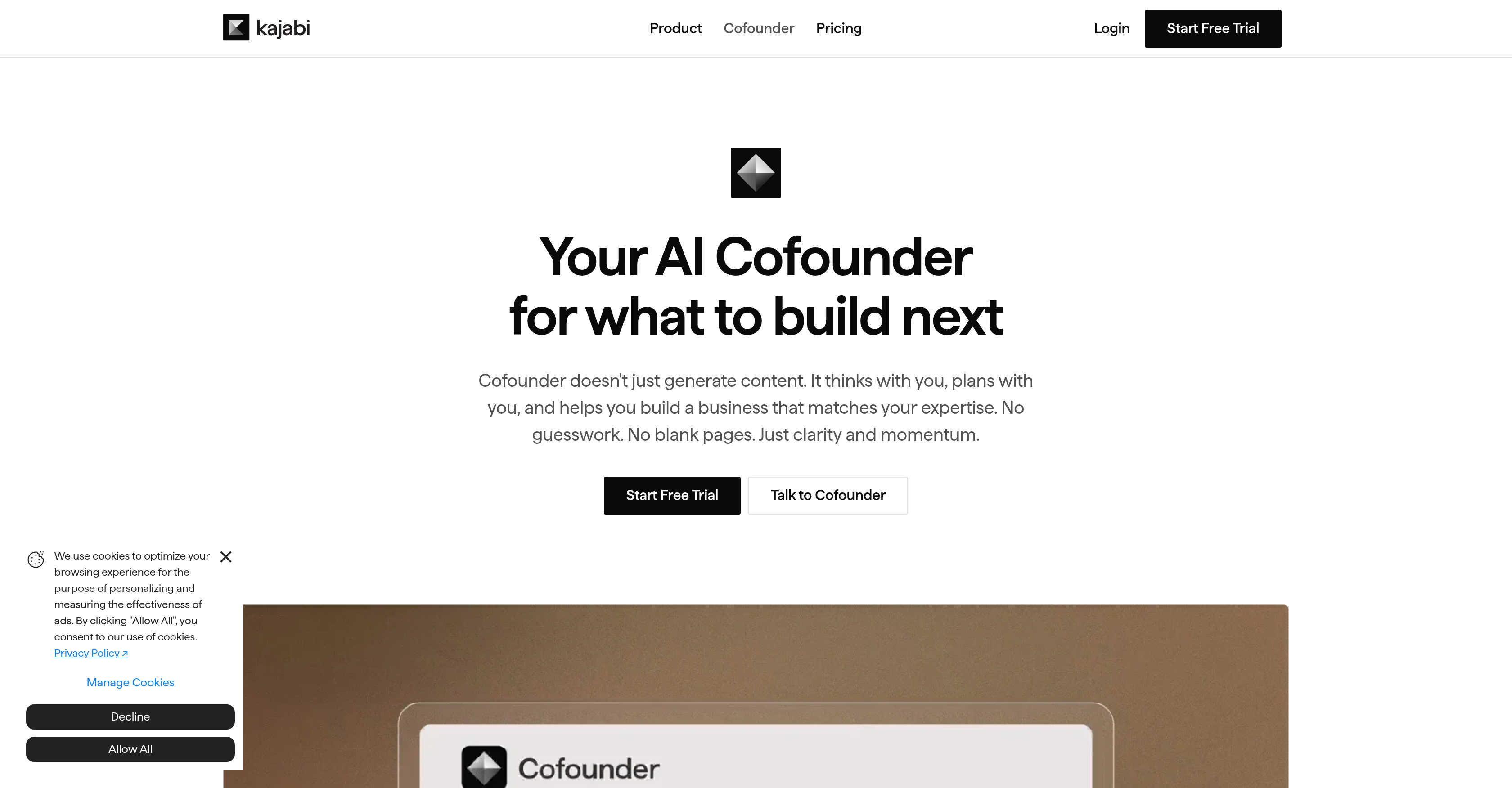 Kajabi AI Cofounder - Screenshot showing the interface and features of this AI tool