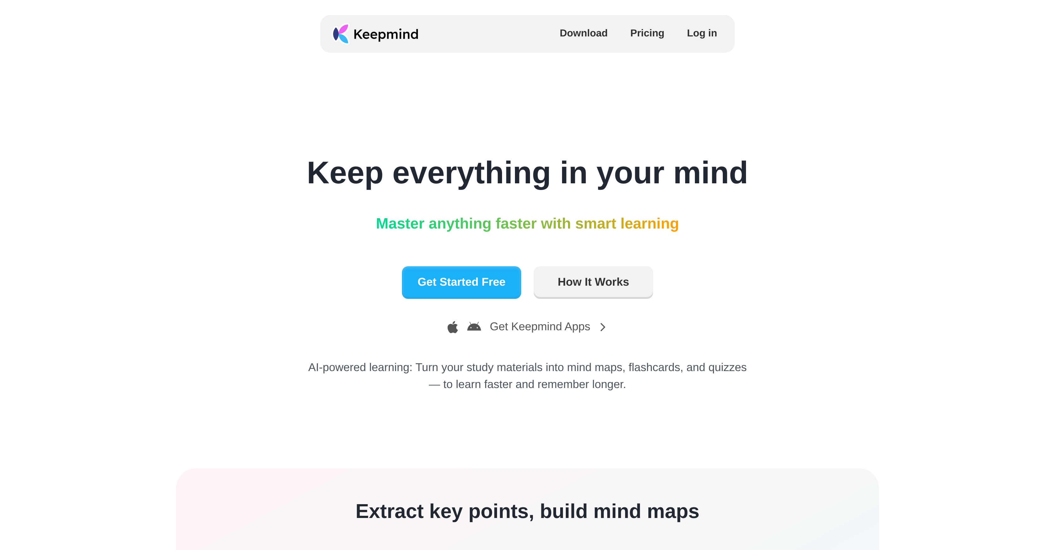Keepmind - Screenshot showing the interface and features of this AI tool