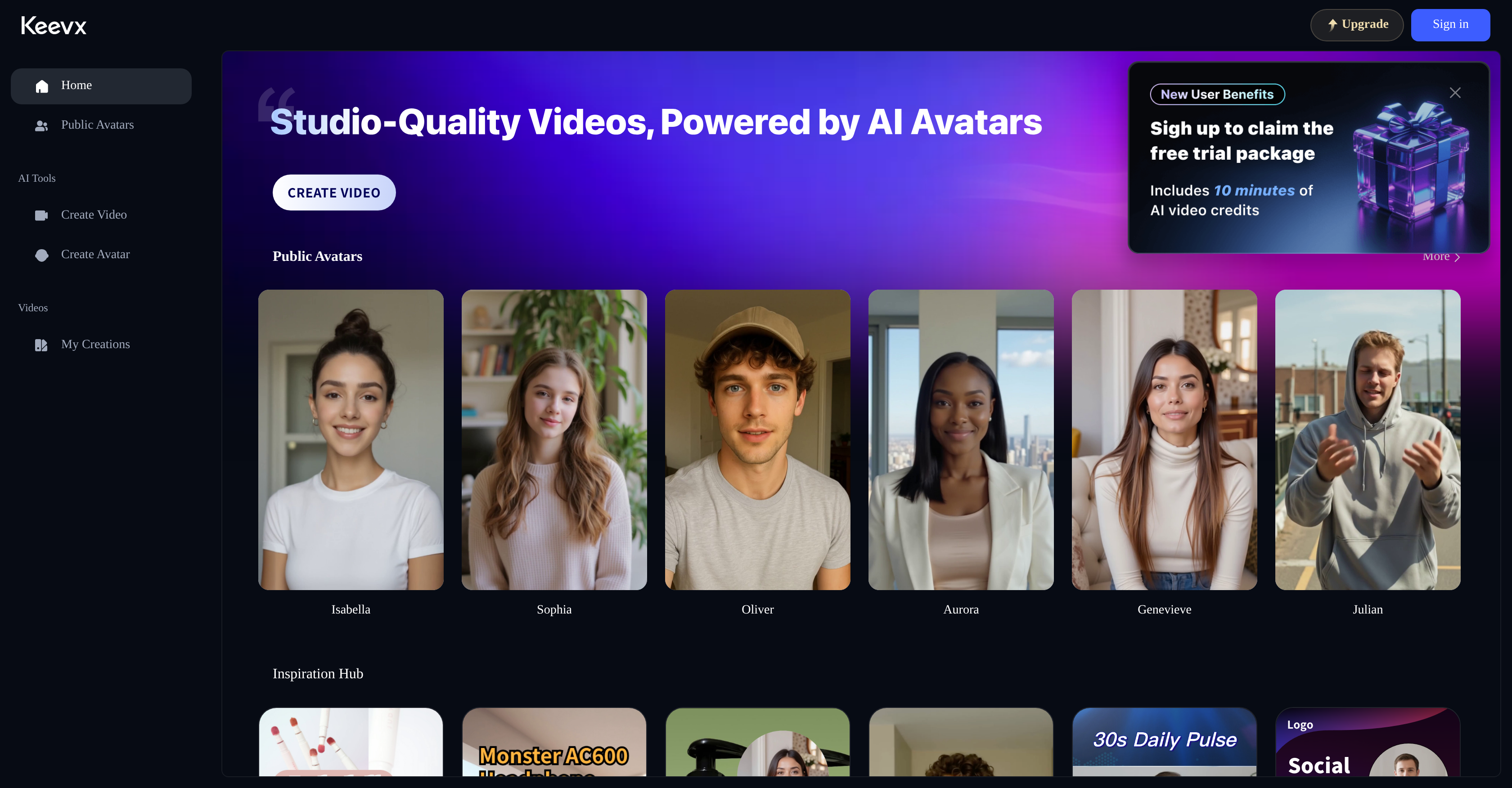 Keevx - Screenshot showing the interface and features of this AI tool