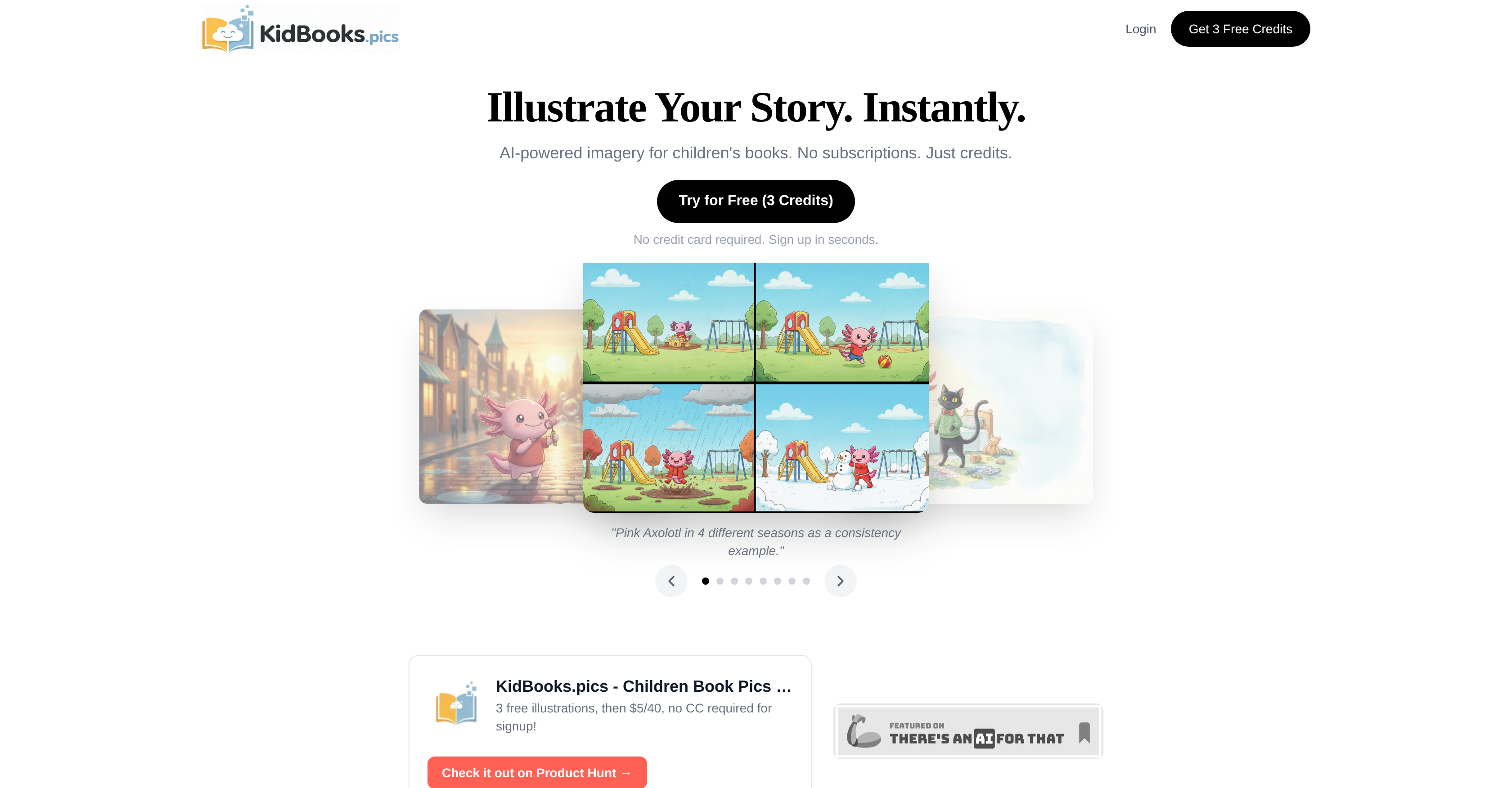 KidBooks.pics - Kids Book Image Generator - Screenshot showing the interface and features of this AI tool