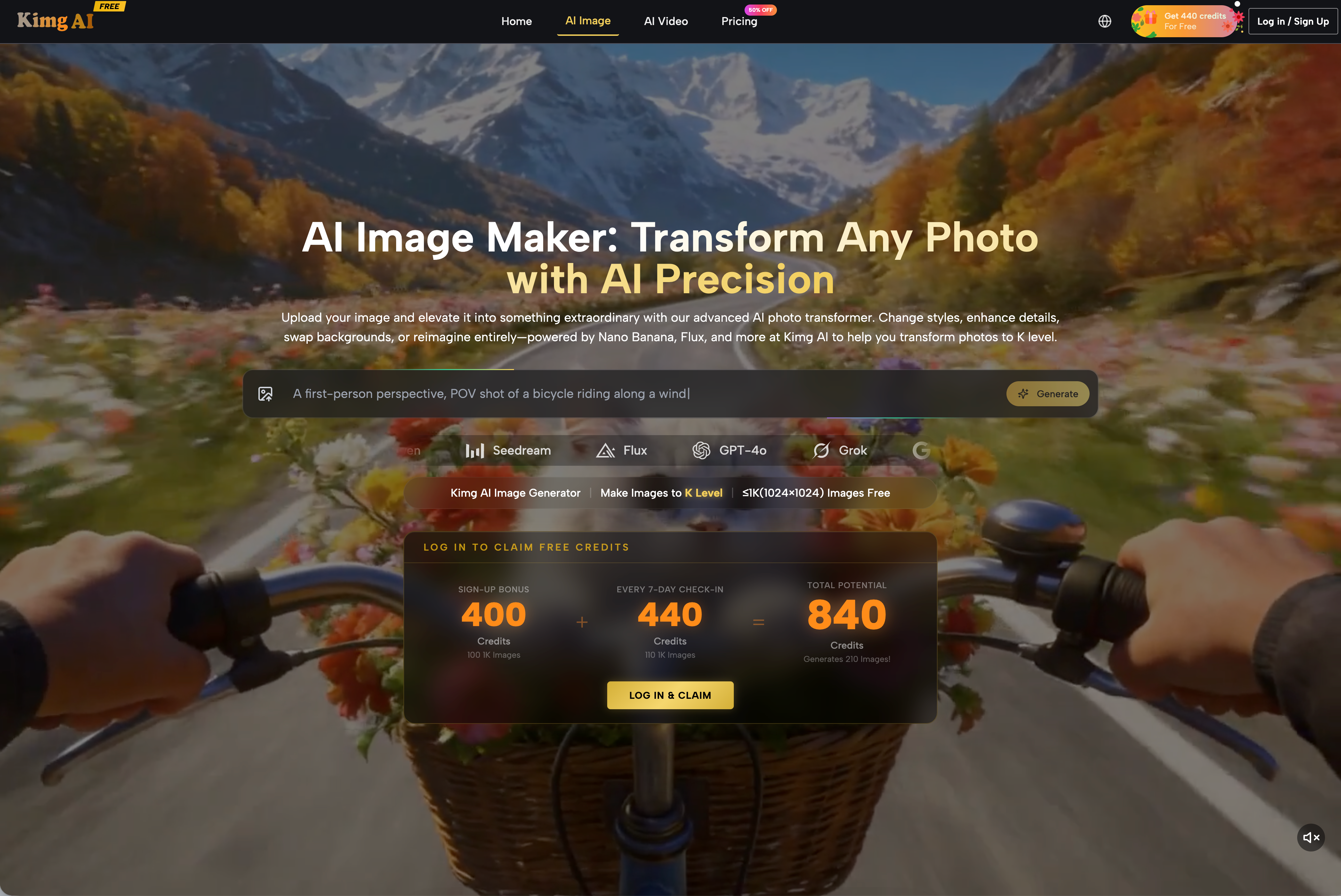 Kimg AI Image Maker - Screenshot showing the interface and features of this AI tool