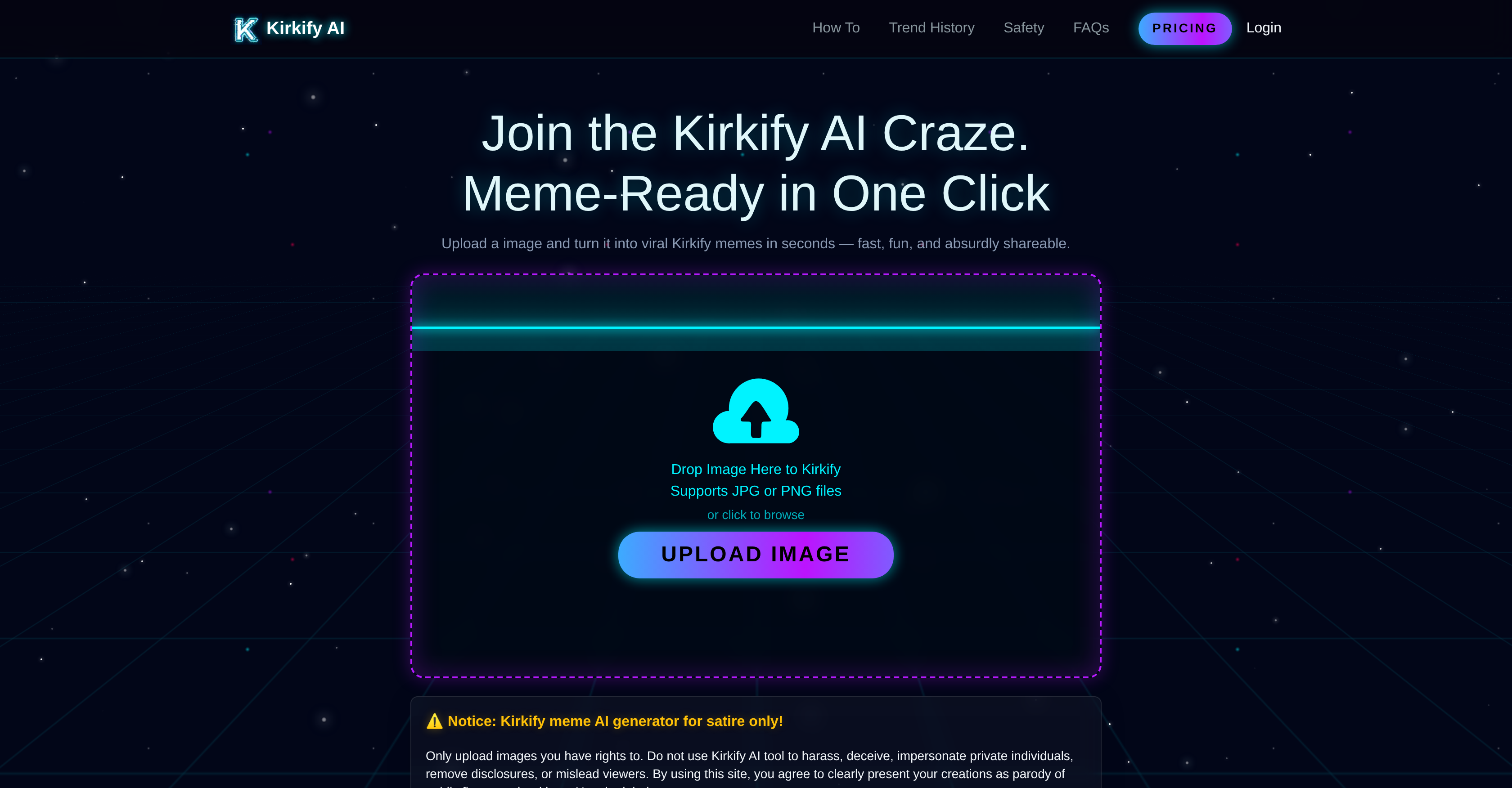 Kirkify AI | Kirkified Memes - Screenshot showing the interface and features of this AI tool