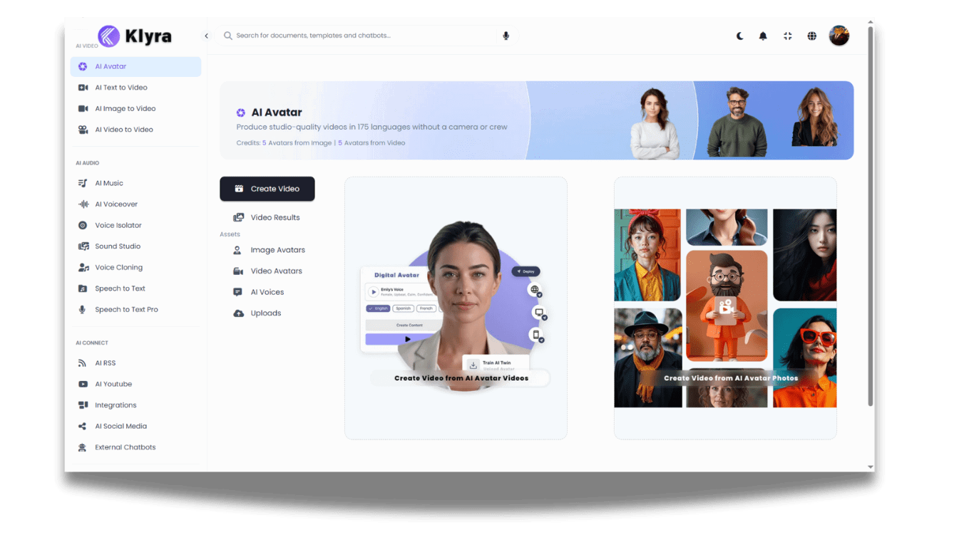 Klyra AI - Screenshot showing the interface and features of this AI tool