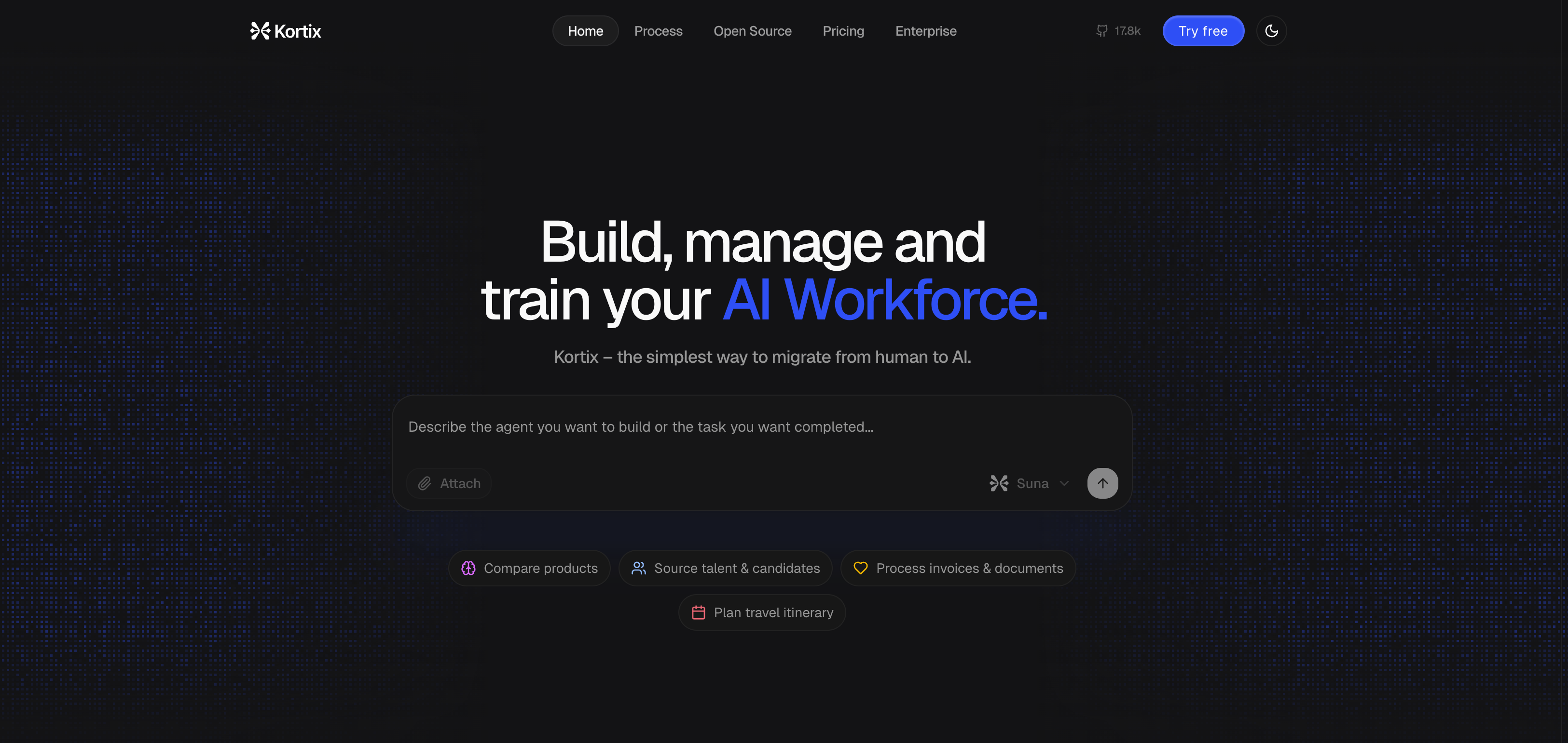 Kortix Suna - Screenshot showing the interface and features of this AI tool