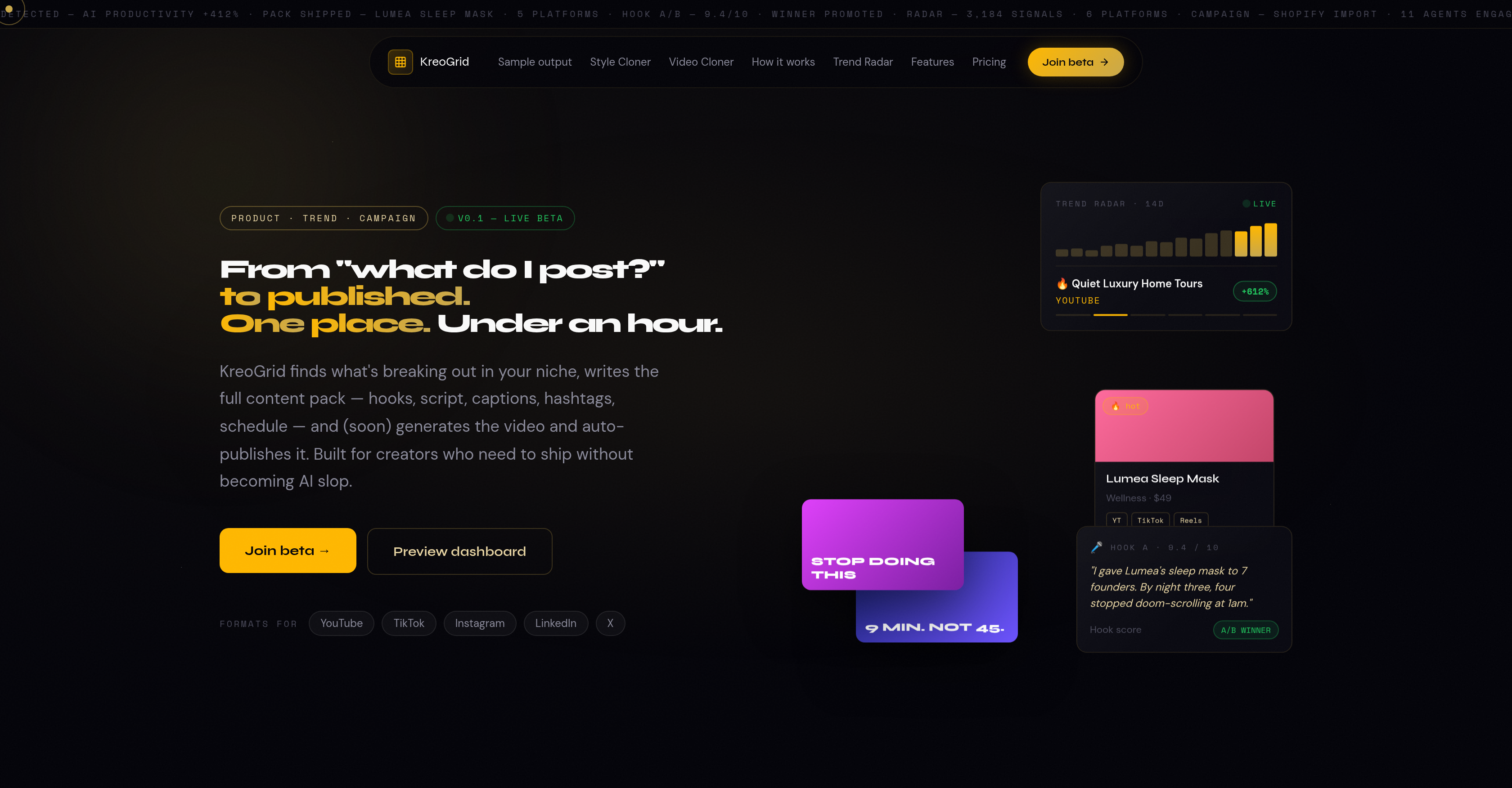 KreoGrid - Screenshot showing the interface and features of this AI tool