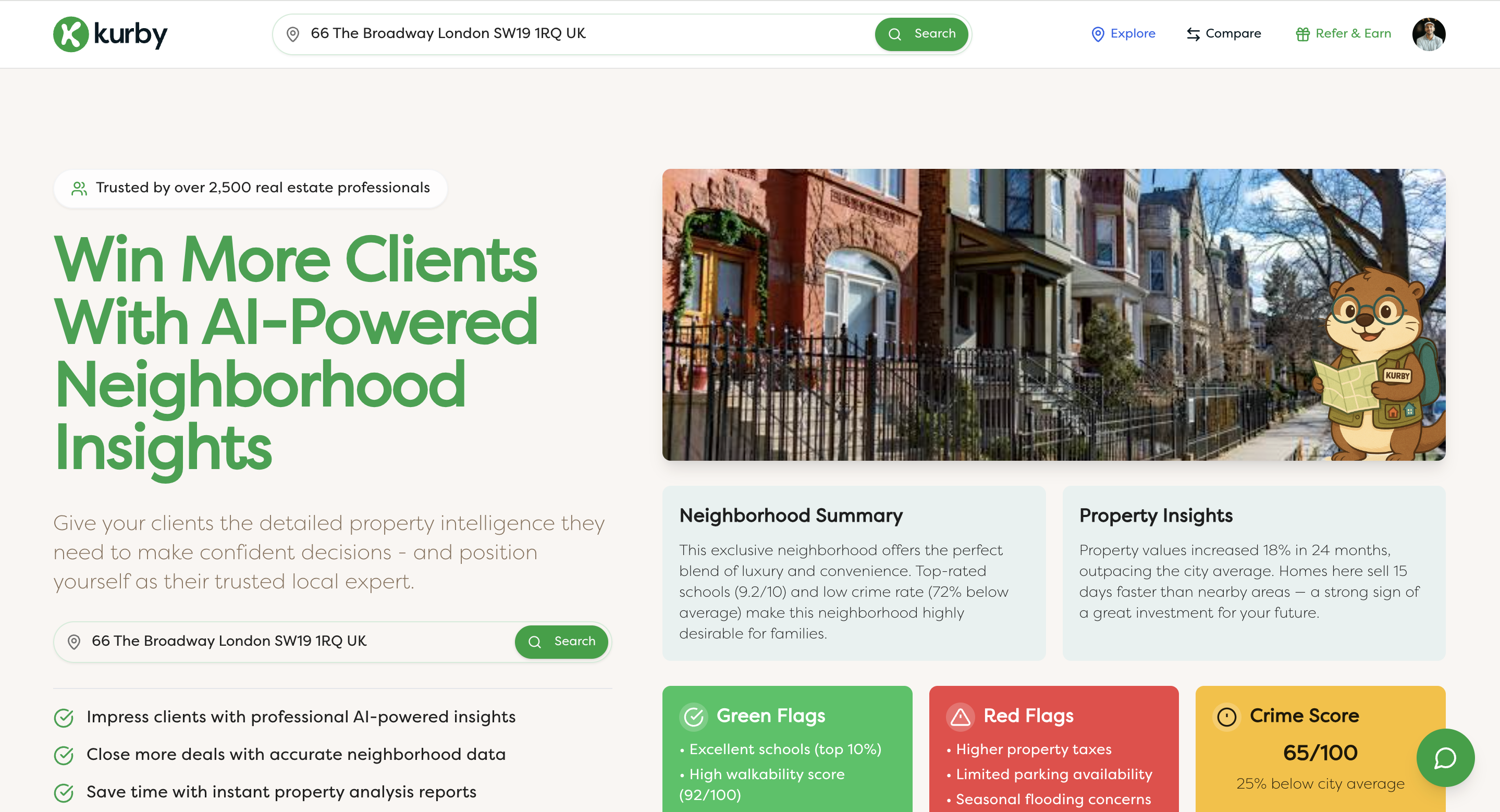 Kurby - Screenshot showing the interface and features of this AI tool