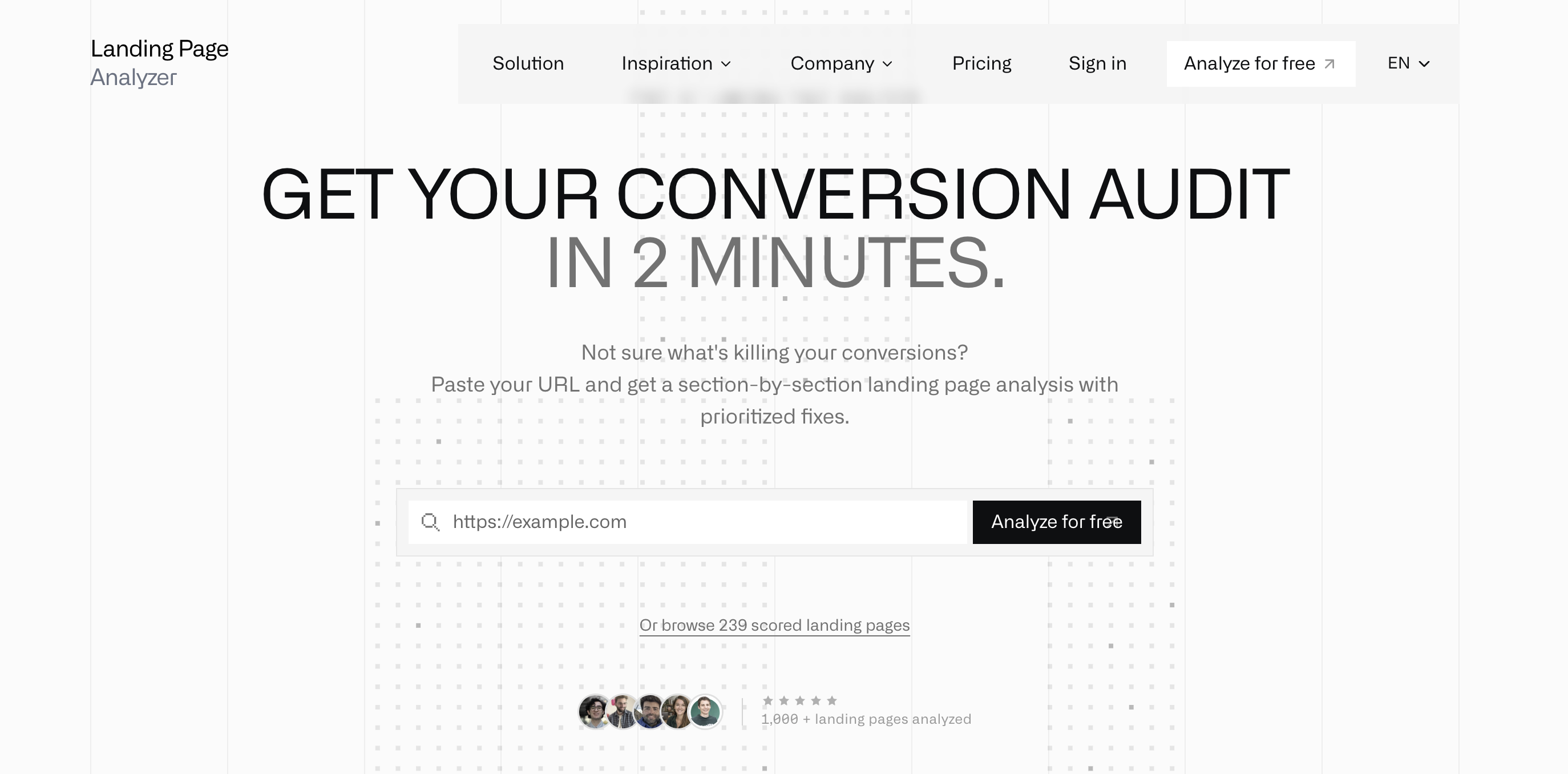 Landing Page Analyzer - Screenshot showing the interface and features of this AI tool