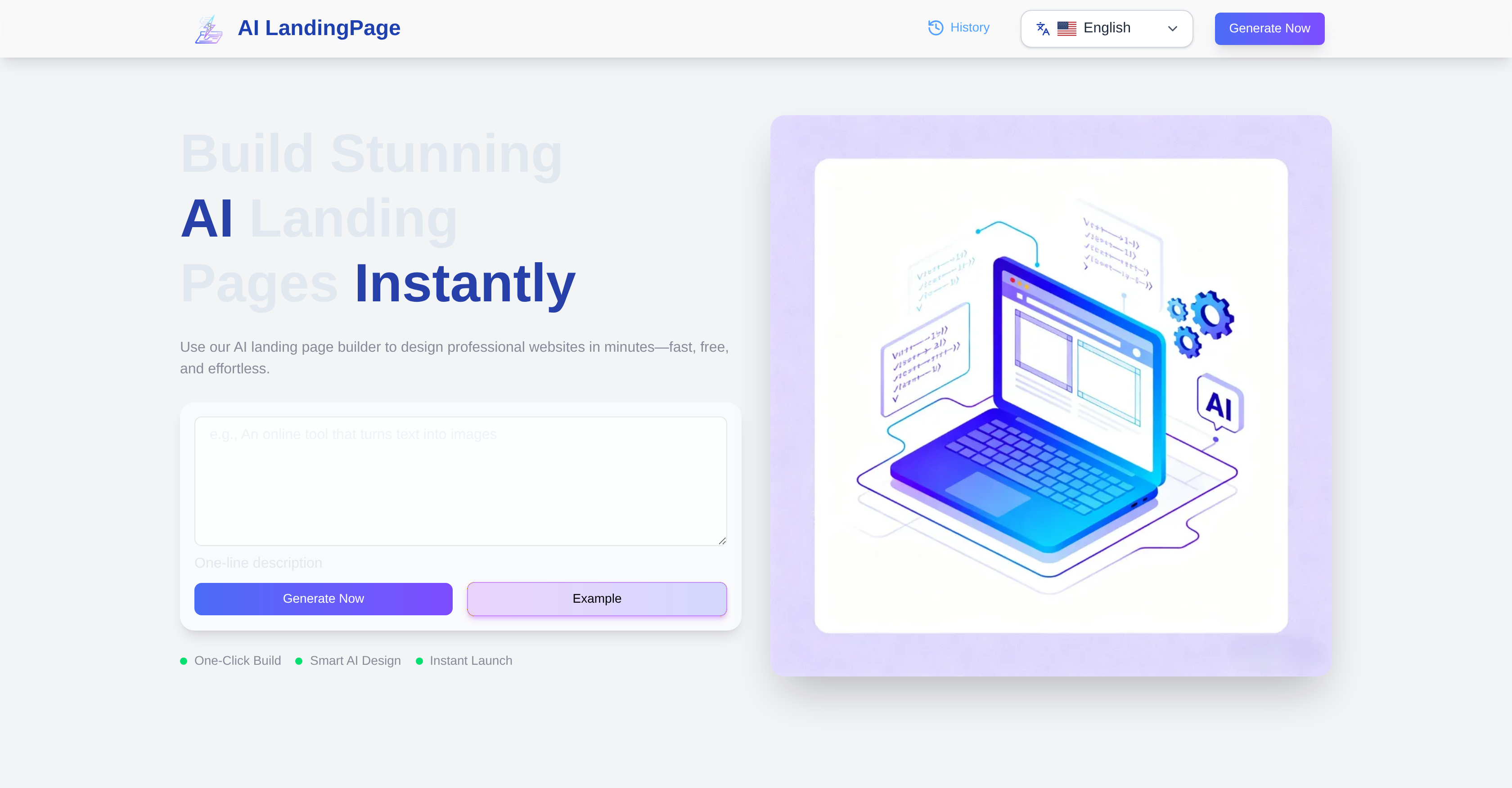 Landing-Page.io - Screenshot showing the interface and features of this AI tool