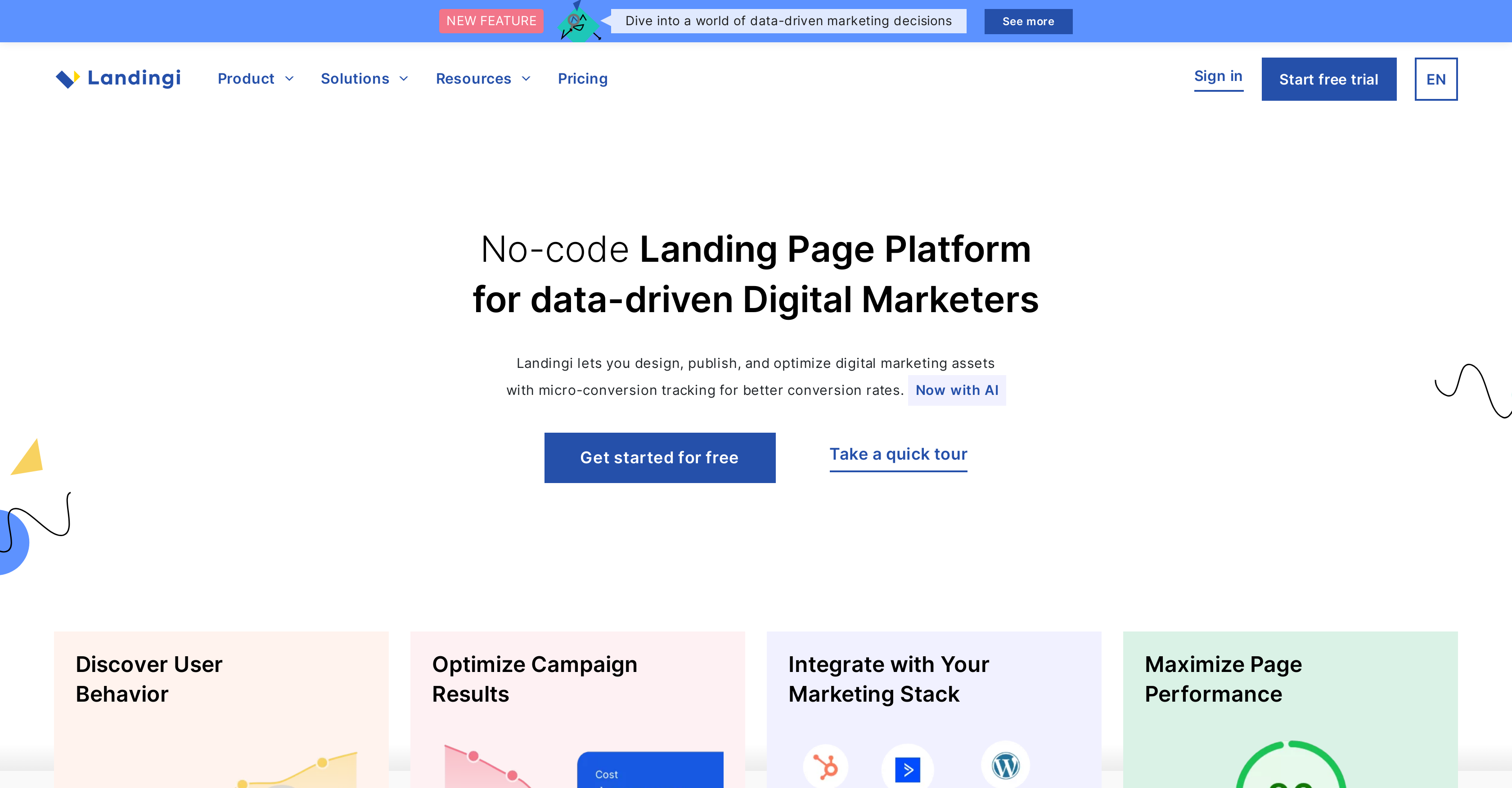 Landingi - Screenshot showing the interface and features of this AI tool