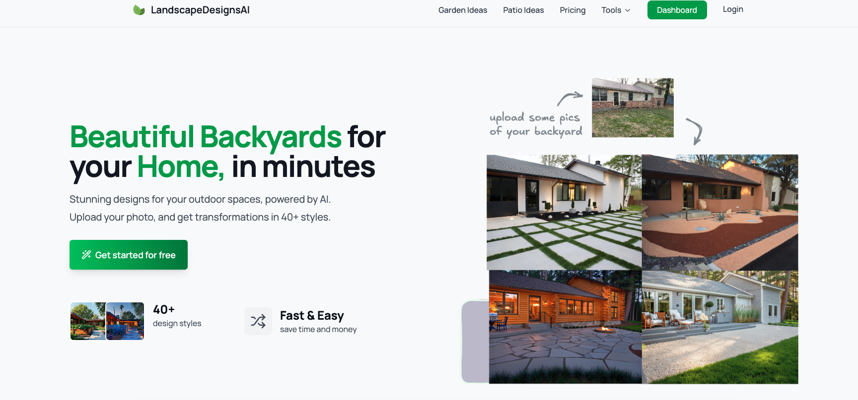 LandscapeDesignsAI - Screenshot showing the interface and features of this AI tool