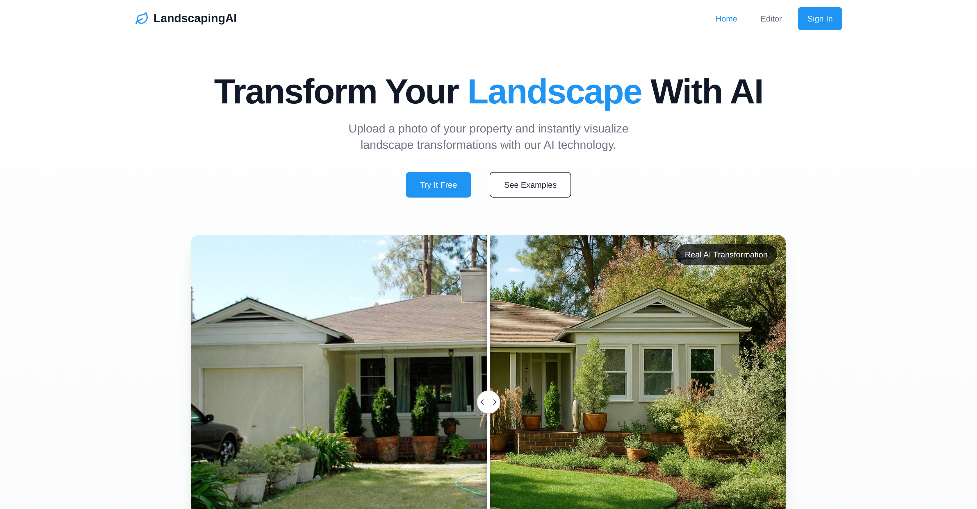 LandscapingAI - Screenshot showing the interface and features of this AI tool
