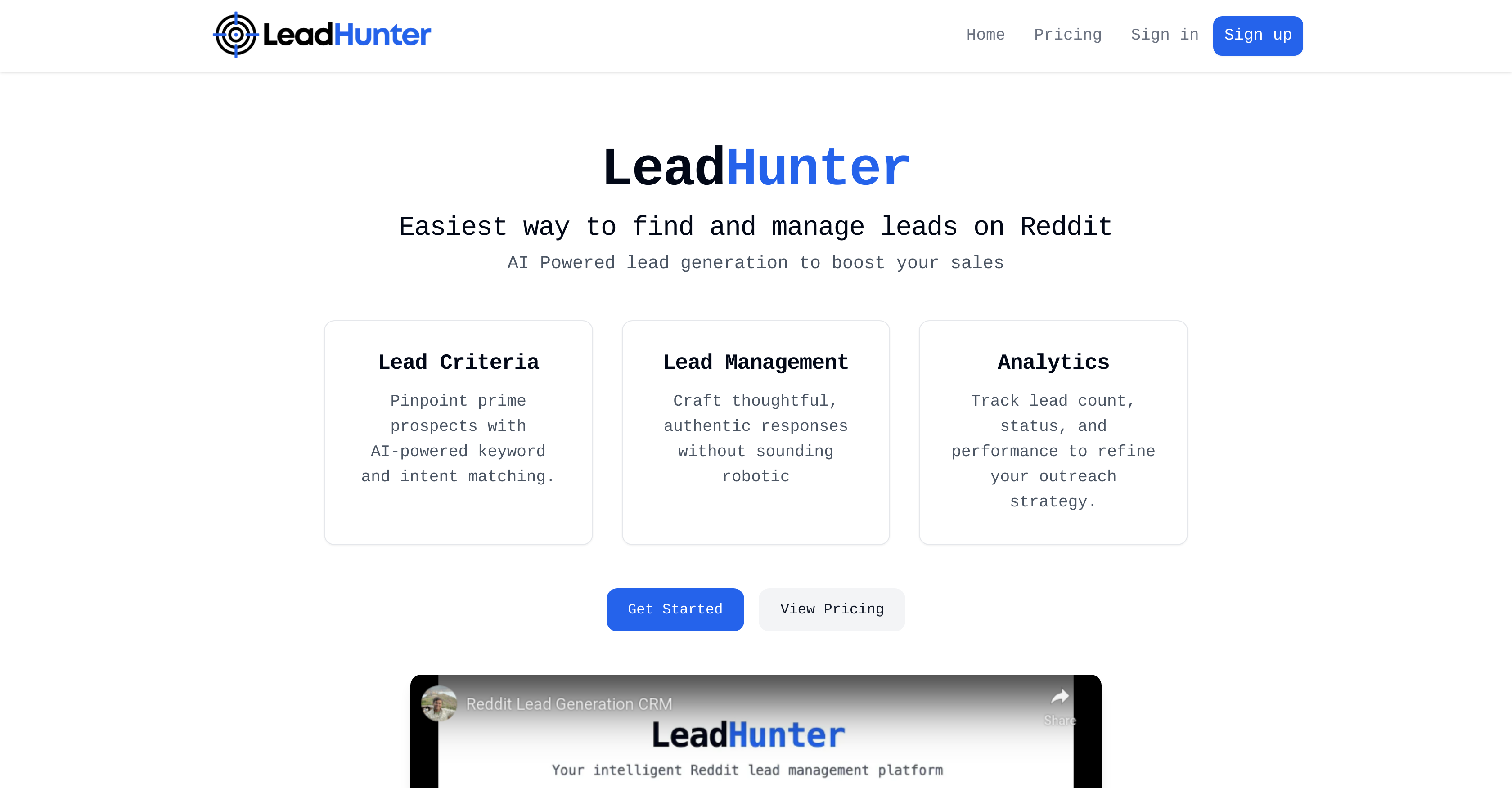LeadHunter - Screenshot showing the interface and features of this AI tool