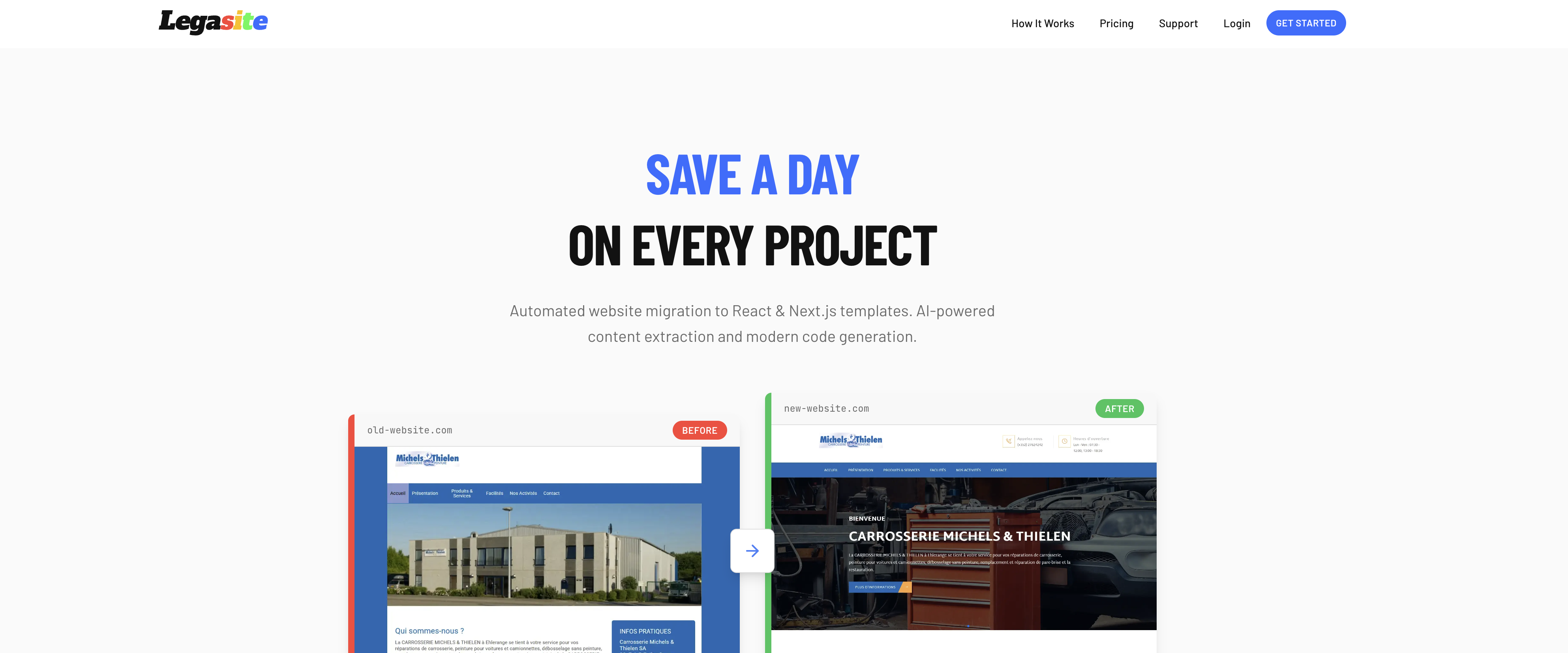 Legasite - Screenshot showing the interface and features of this AI tool