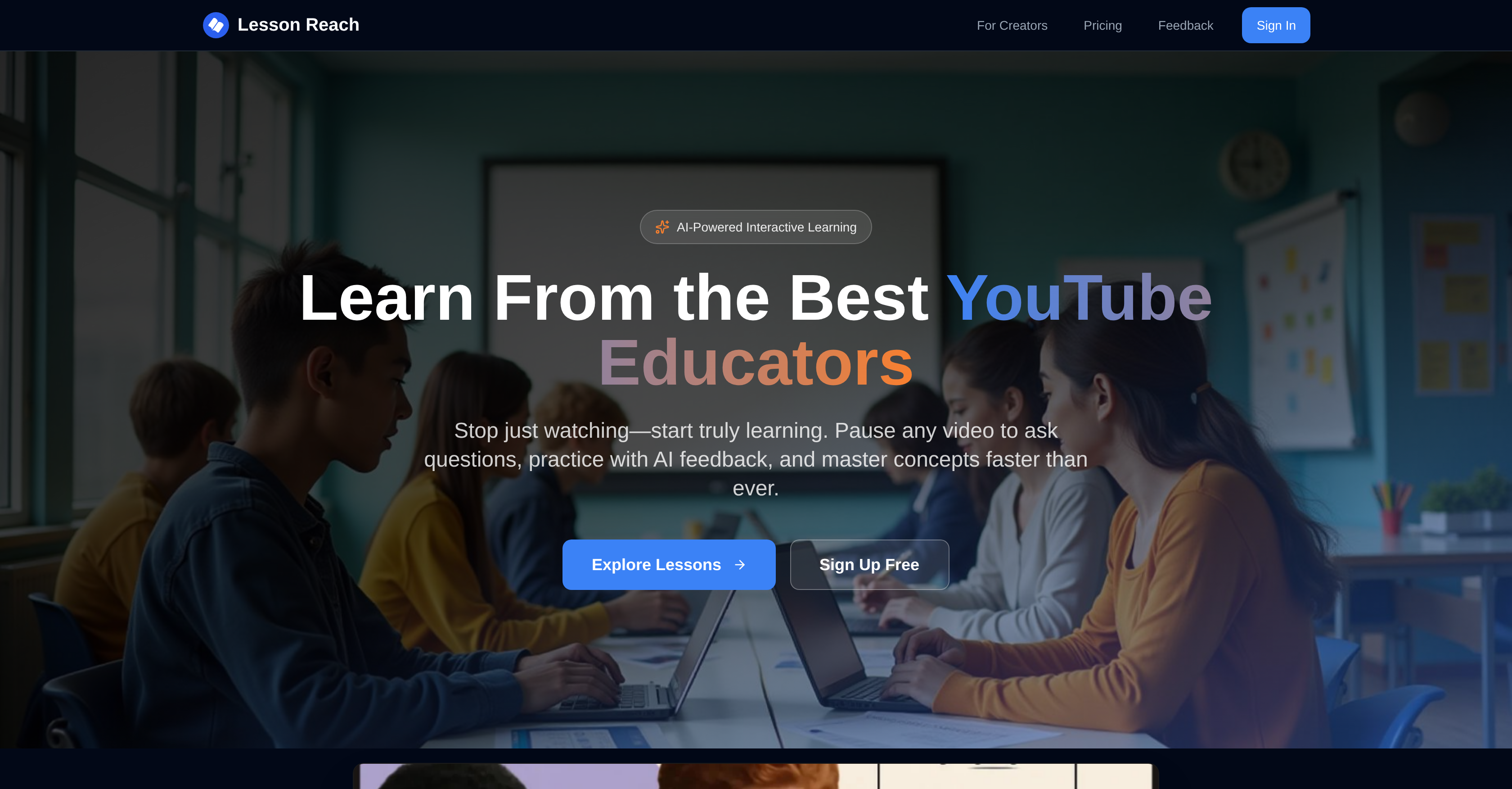 Lesson Reach - Screenshot showing the interface and features of this AI tool