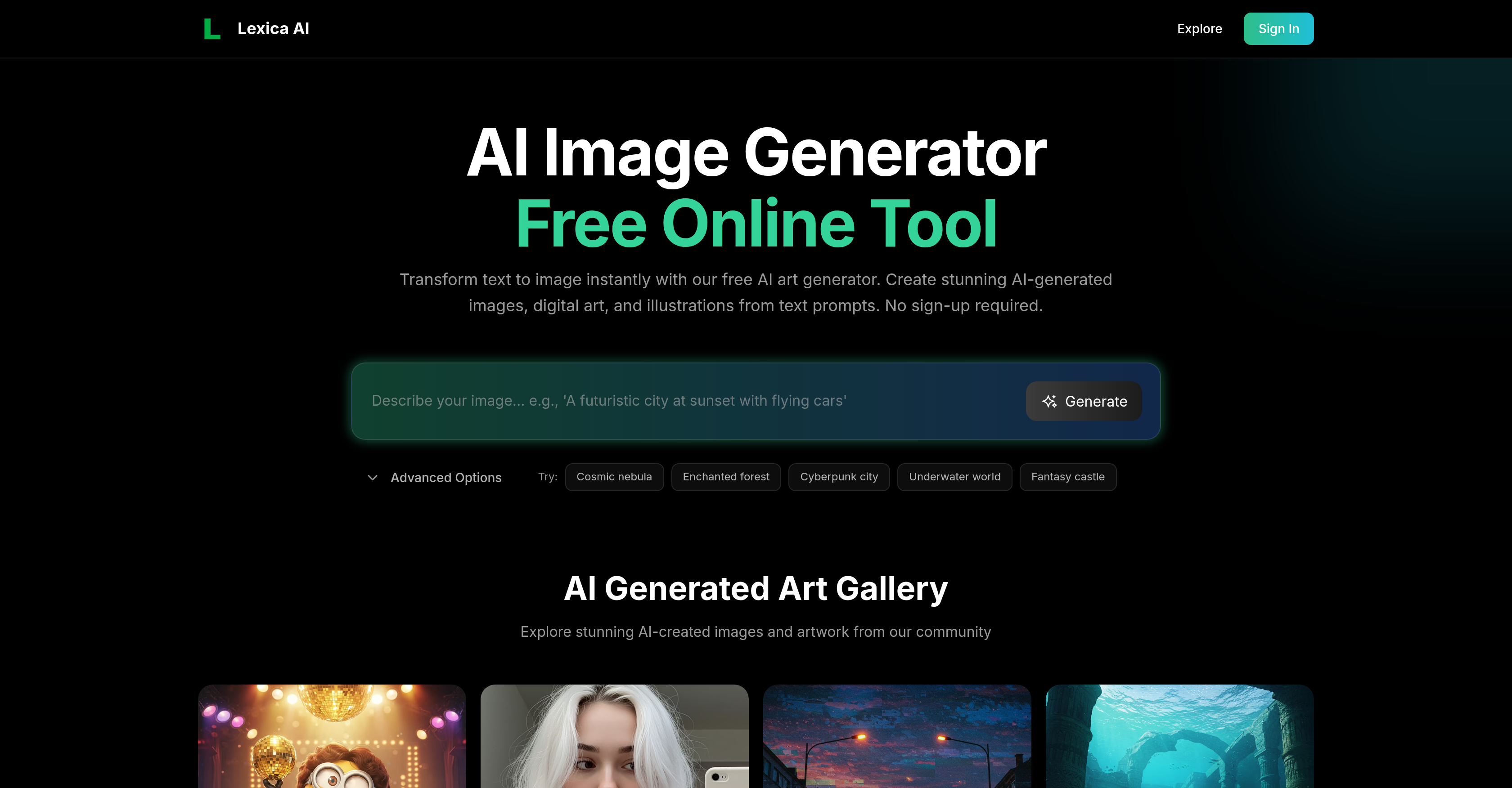 Lexica AI.net - Screenshot showing the interface and features of this AI tool