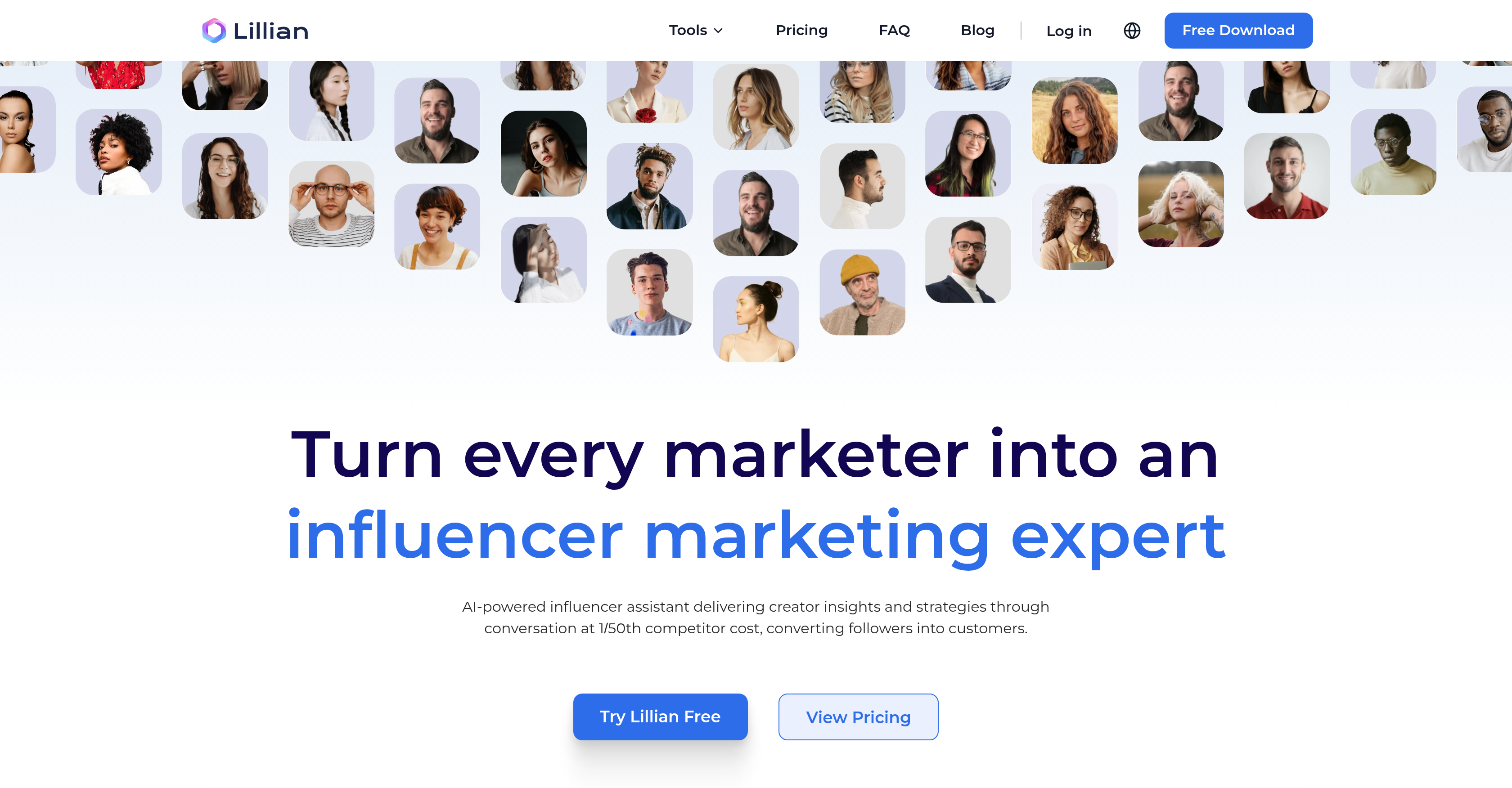Lillian - AI Influencer Marketing - Screenshot showing the interface and features of this AI tool