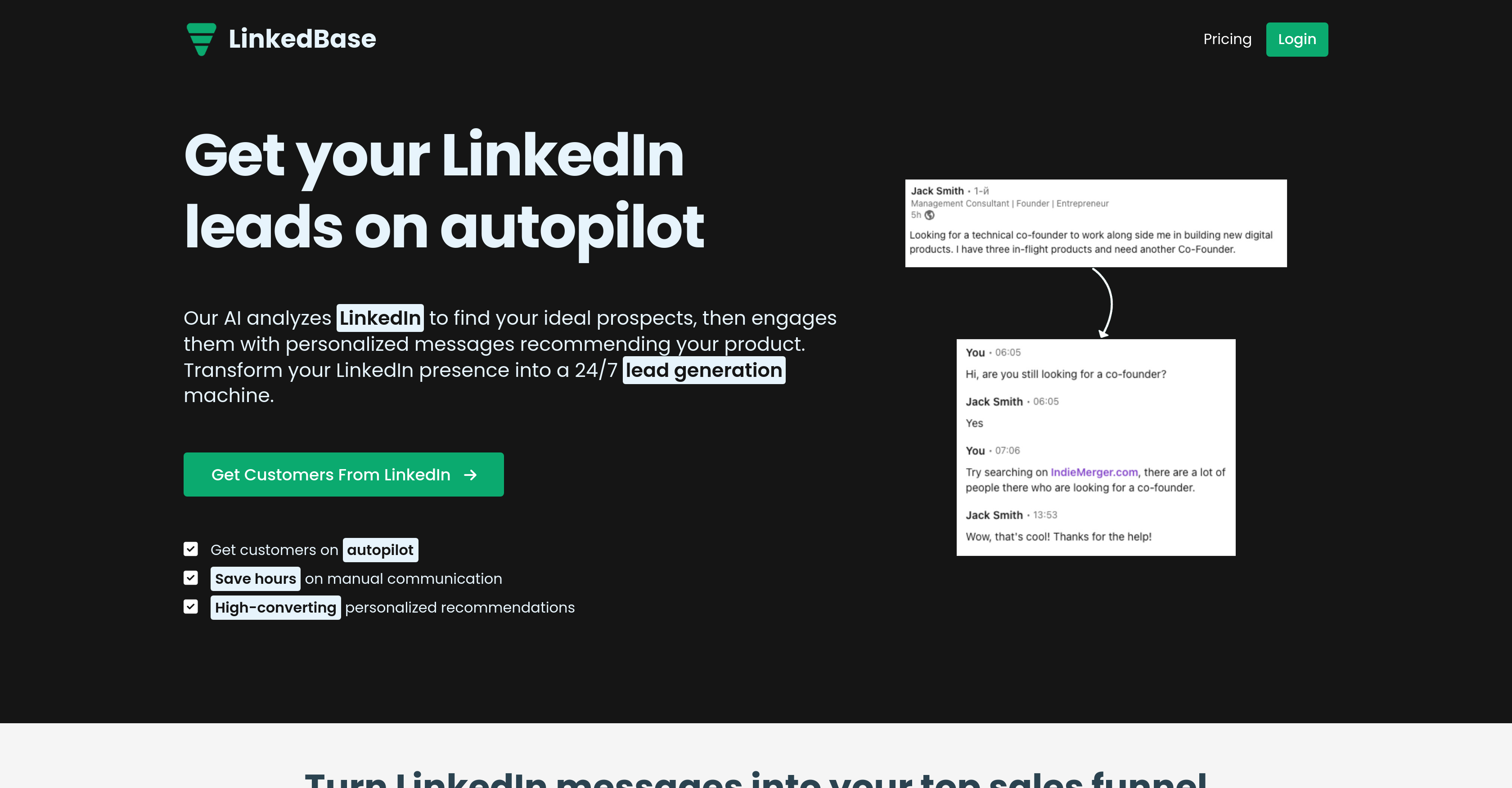LinkedBasev1.1.0 - Screenshot showing the interface and features of this AI tool